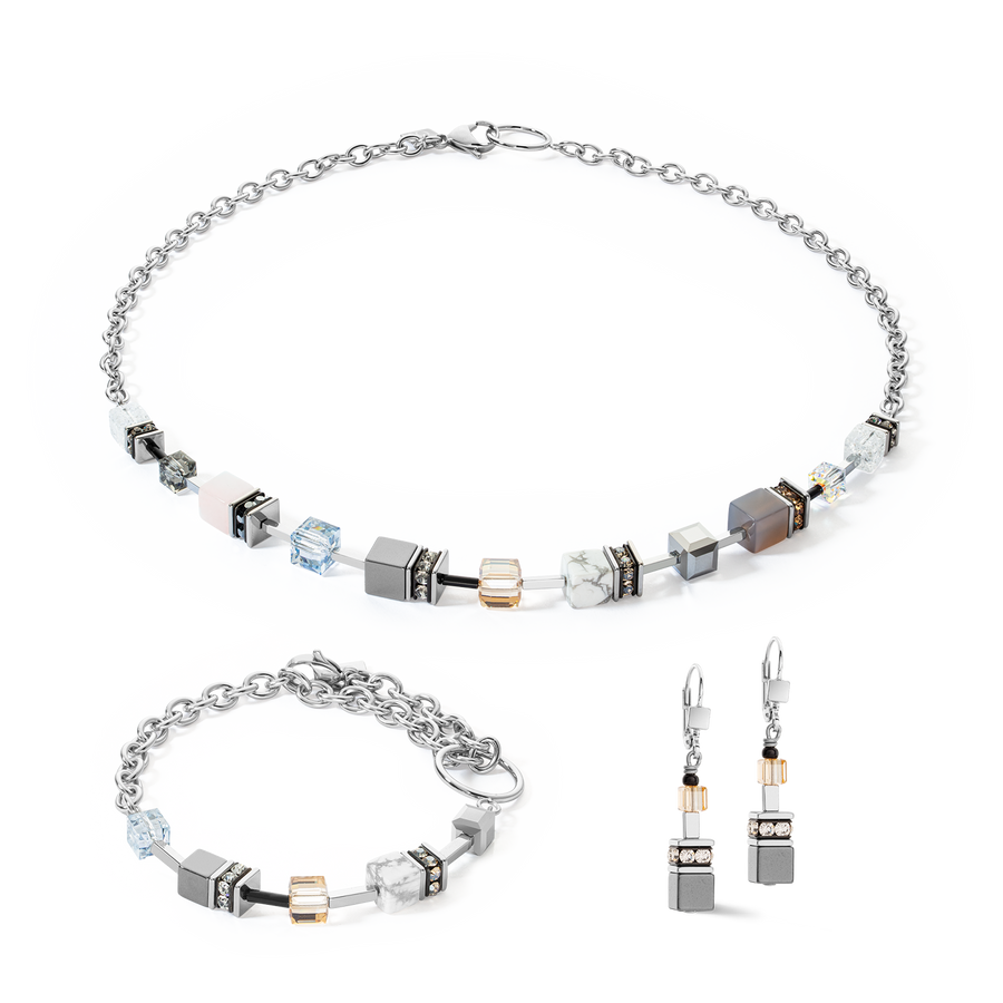GeoCUBE® Iconic Precious Chain Halskette grau-beige