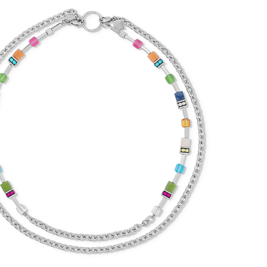 GeoCUBE® Iconic Boho Halskette silber-multicolor