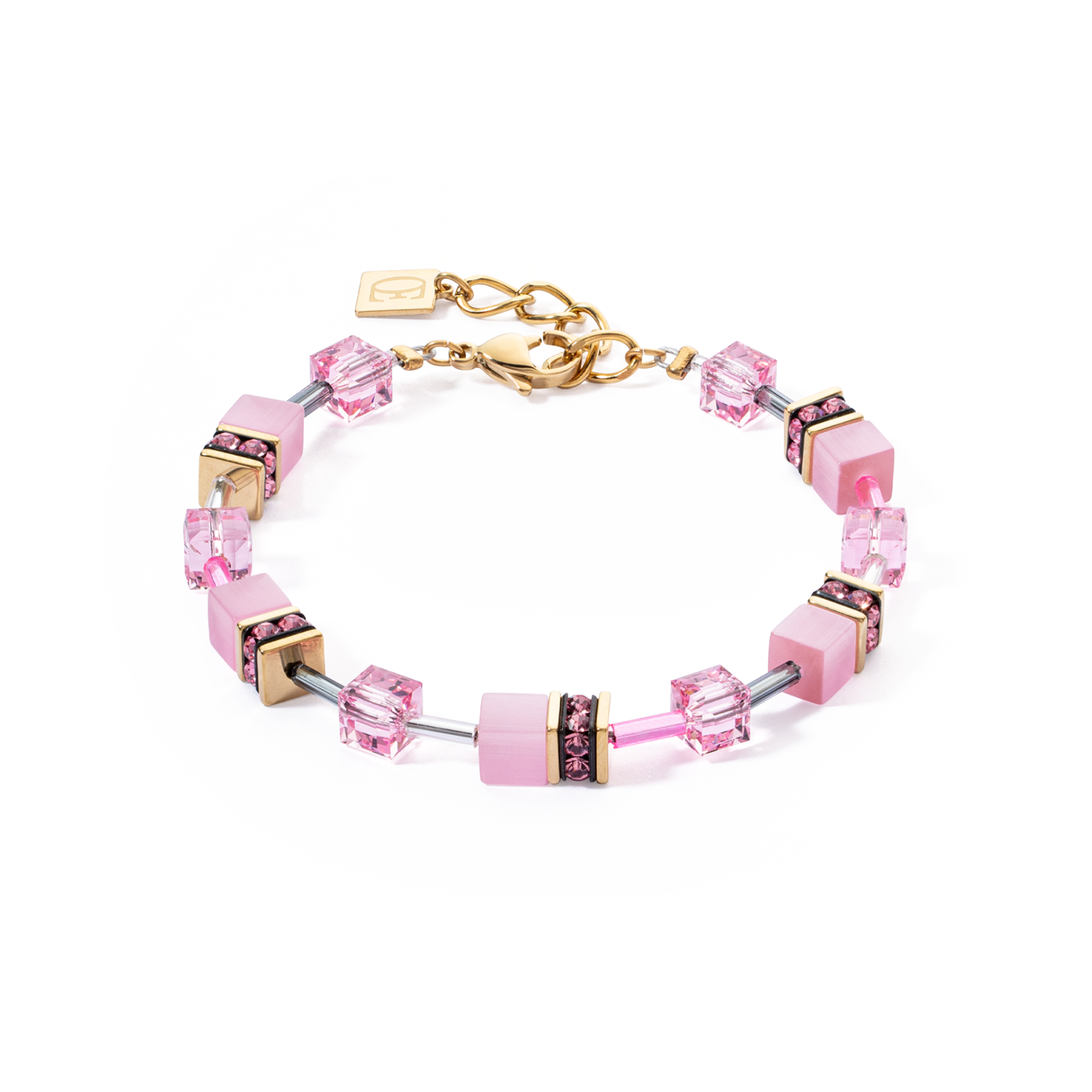 GeoCUBE® Iconic Mono Gold Armband Rosa