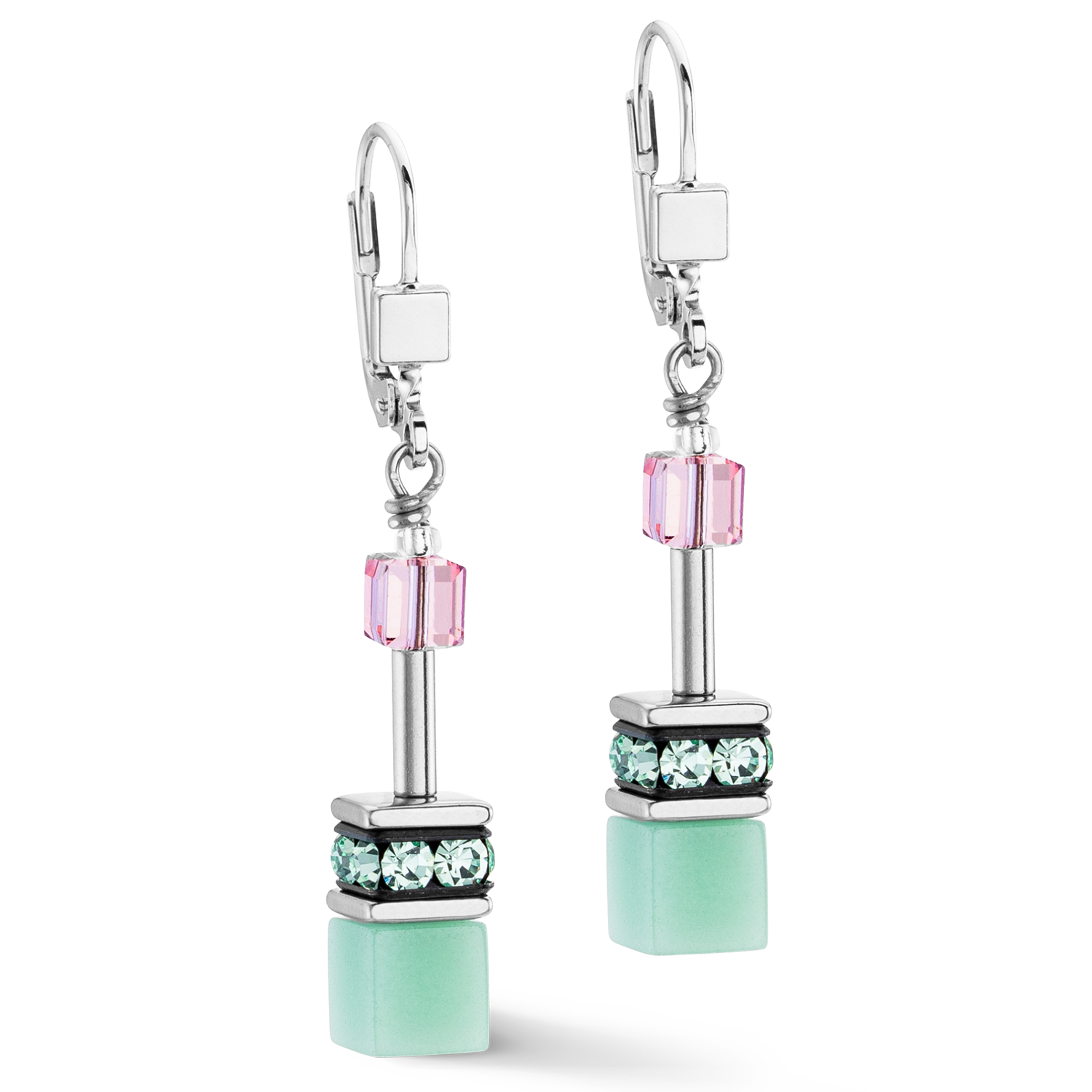 GeoCUBE® Iconic Ohrringe Grün-Pink