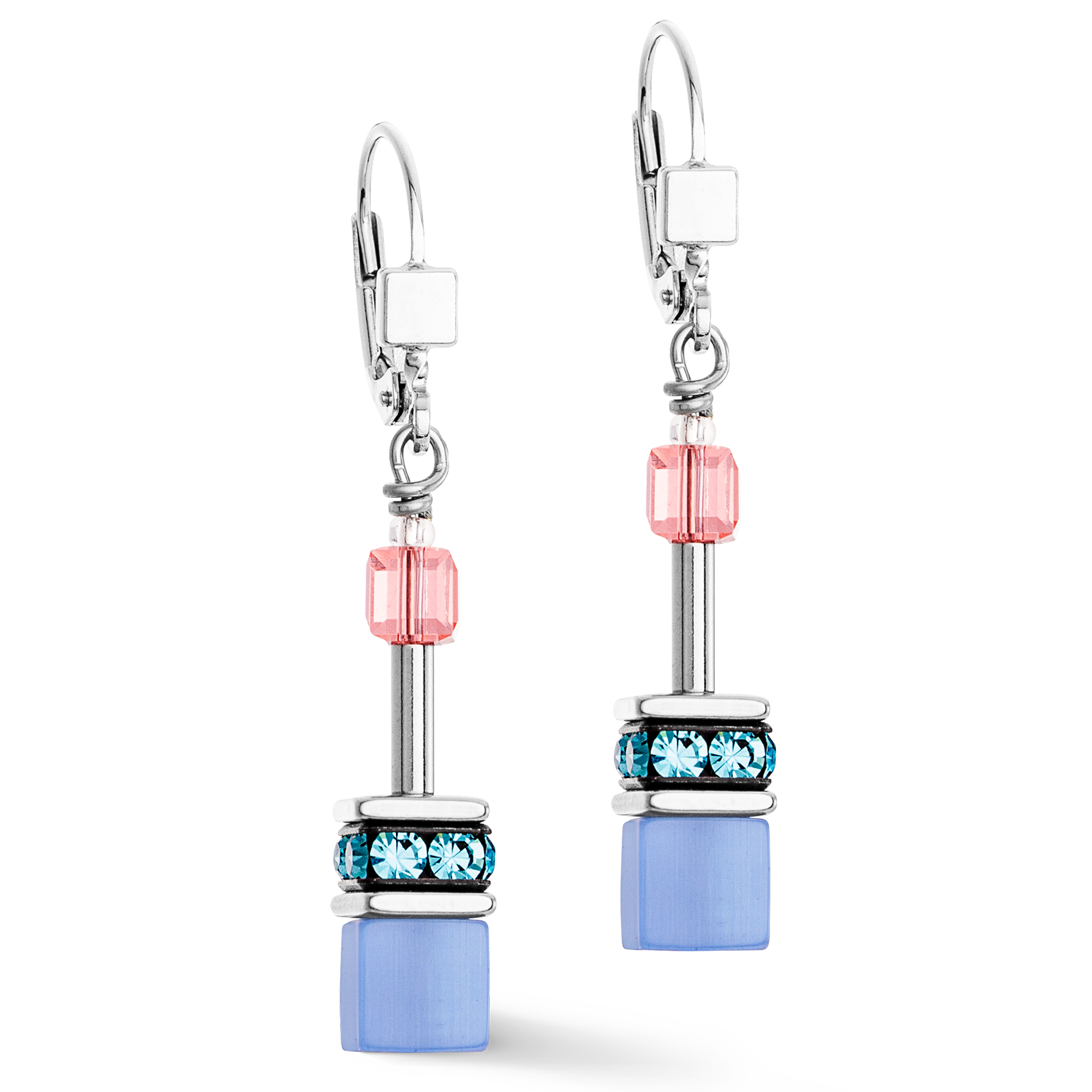 GeoCUBE® Iconic Ohrringe Blau-Rosa