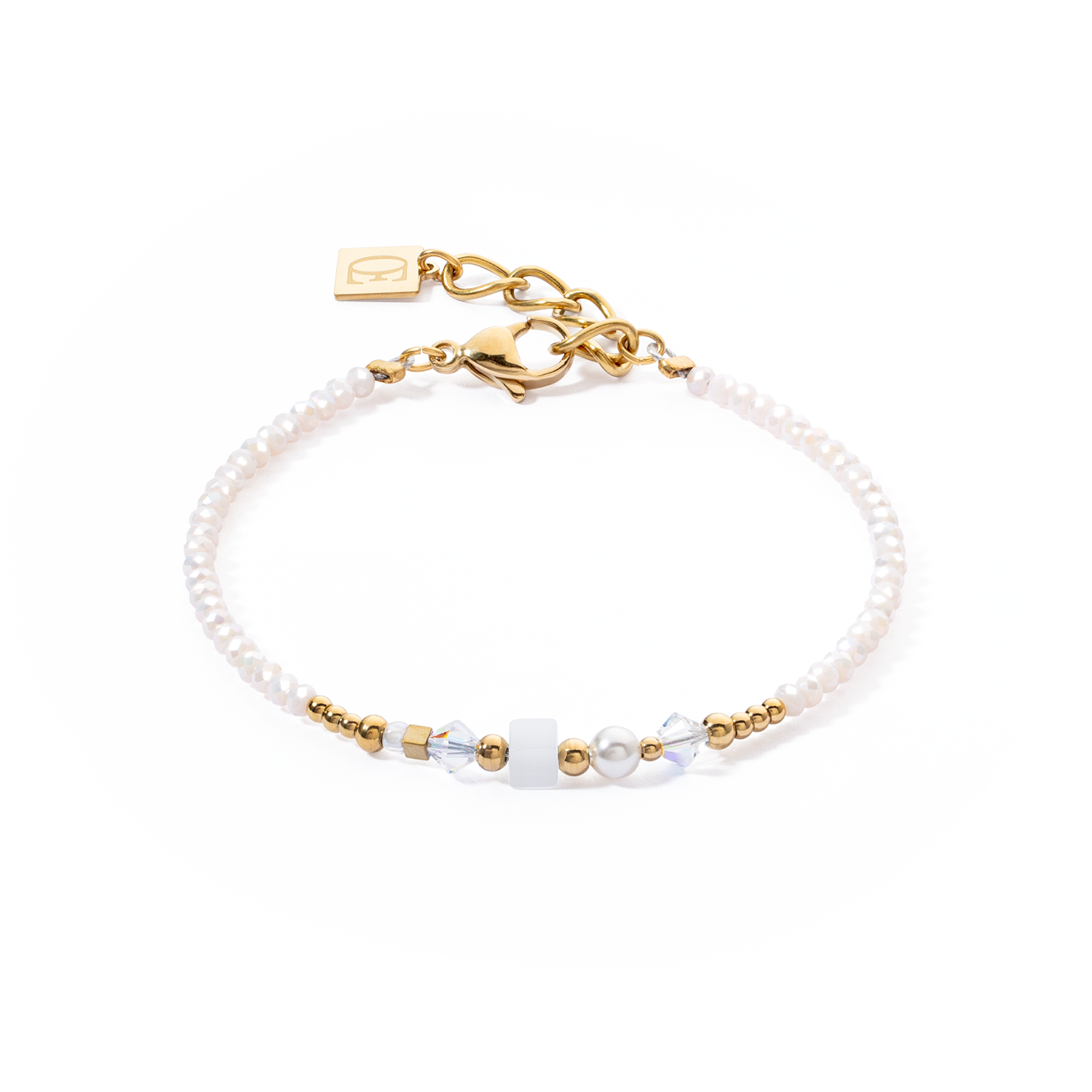 Armband Square Stripes Gold-Weiß