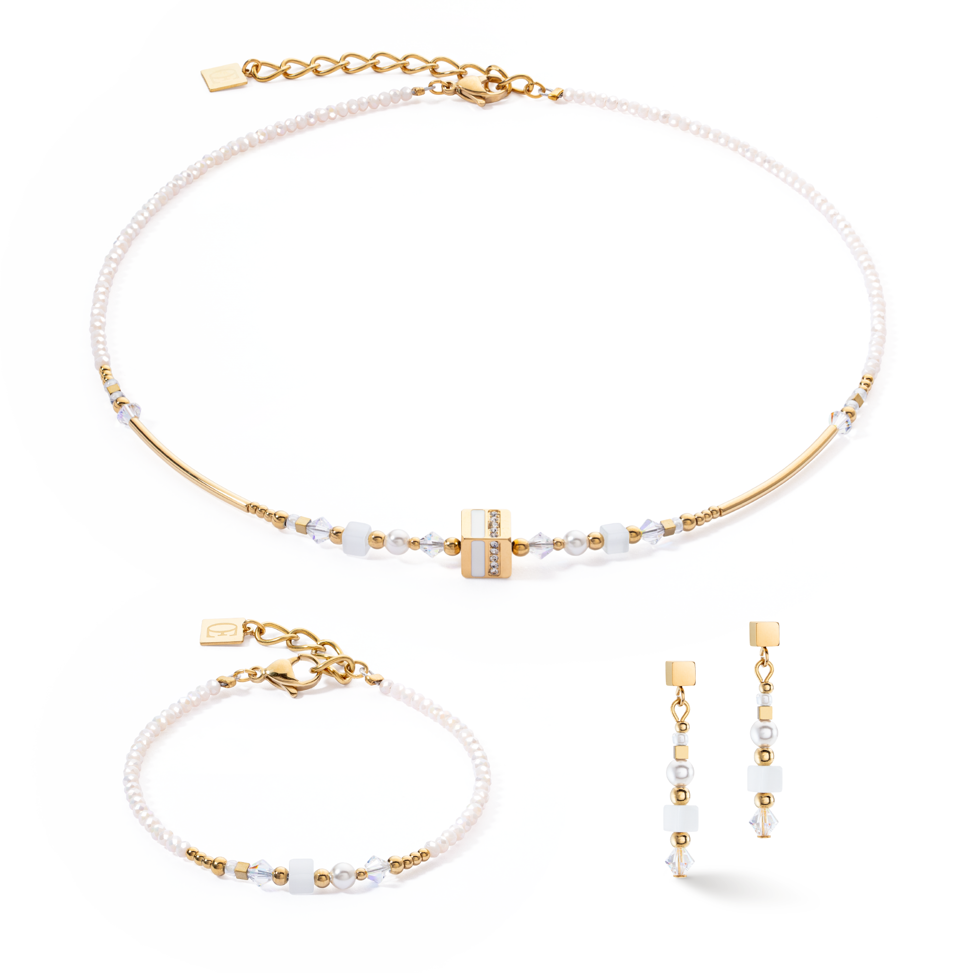 Armband Square Stripes Gold-Weiß