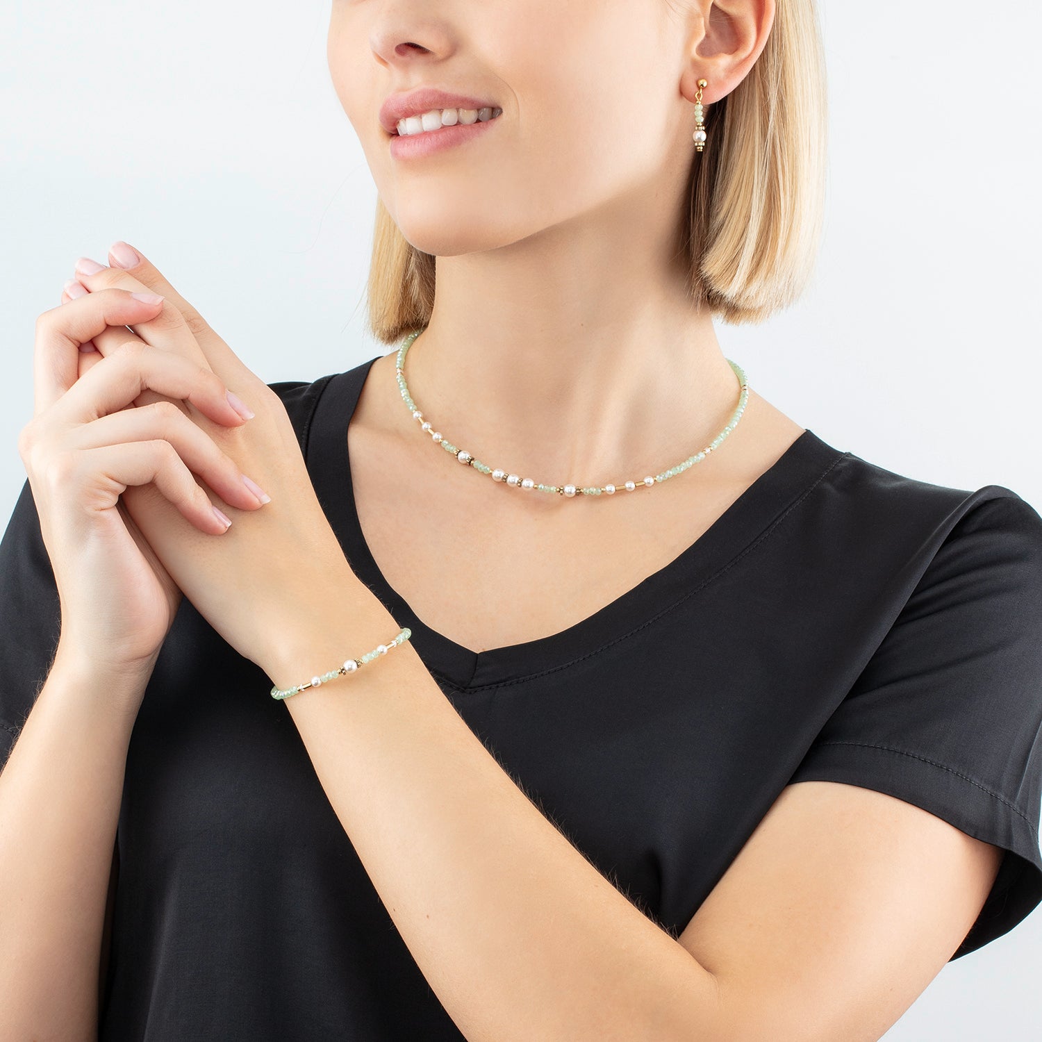 Armband Little Twinkle Pearl Mix Hellgrün