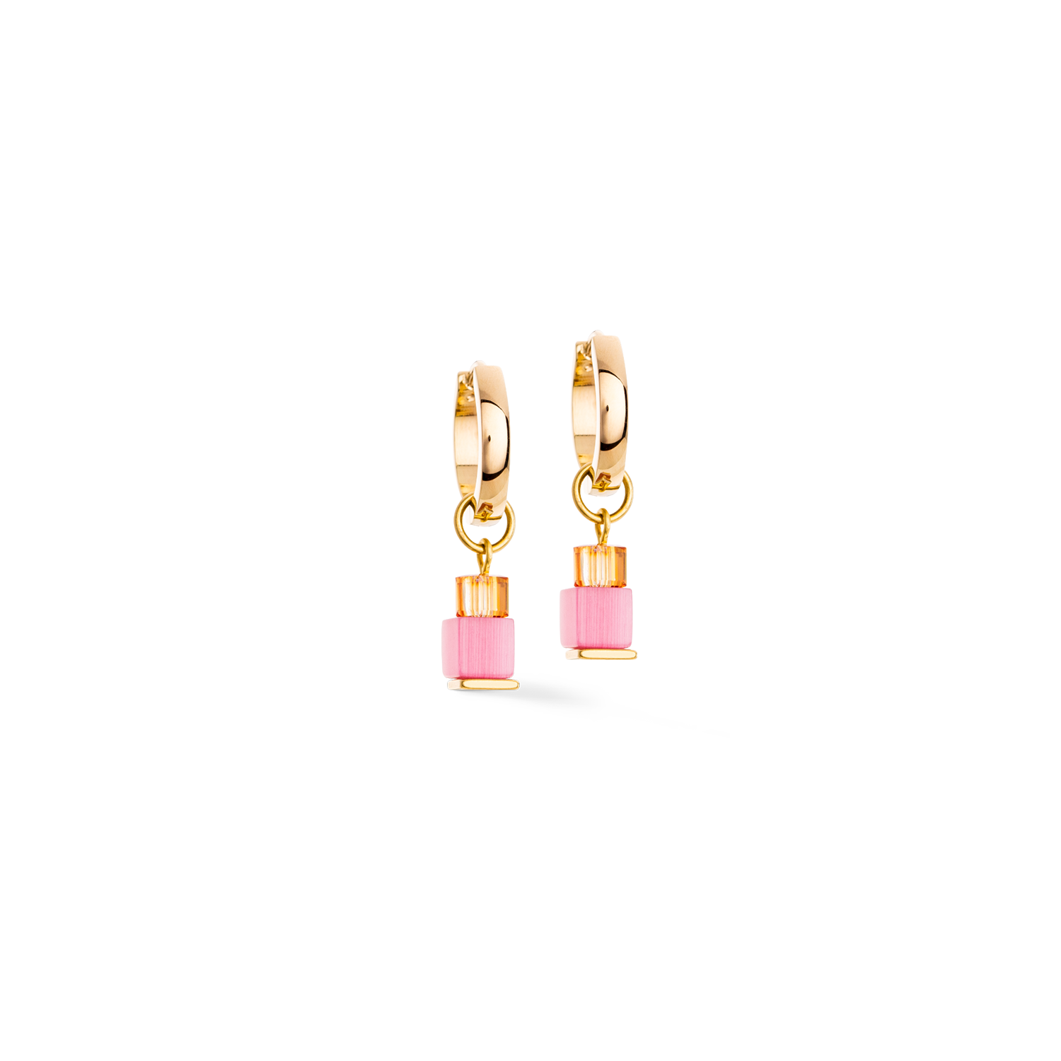 Ohrringe Creole Cube Fusion Charm Gold-Rainbow