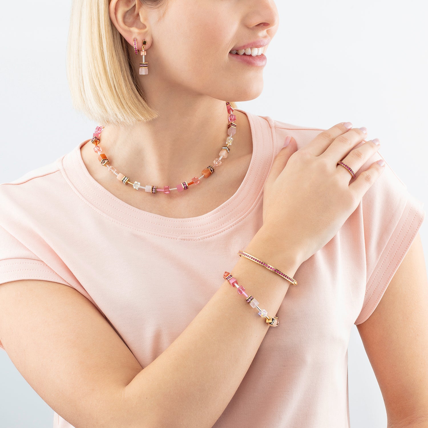 GeoCUBE® Iconic Precious Armband Rosa-orange