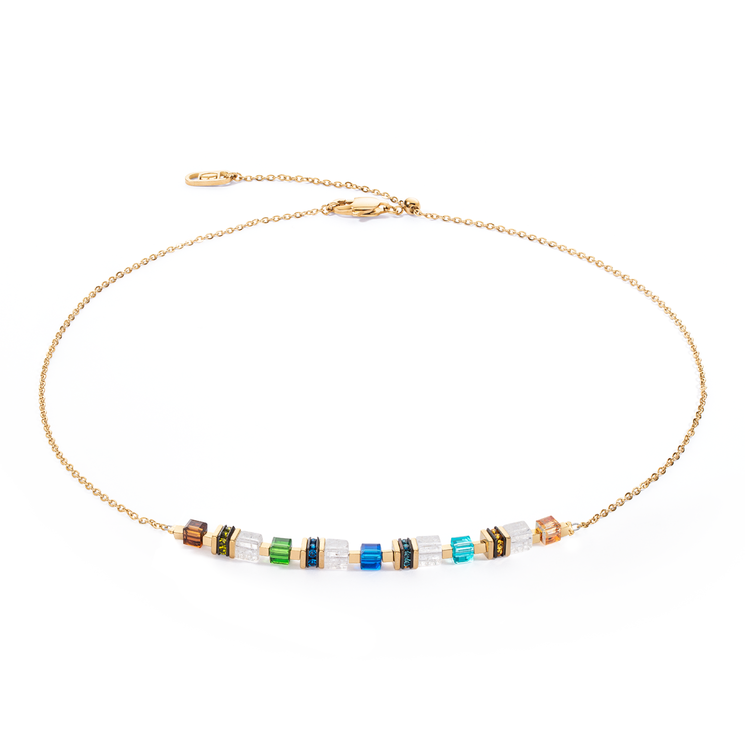 Halskette Mini Cubes & Chain Gold-Multicolor