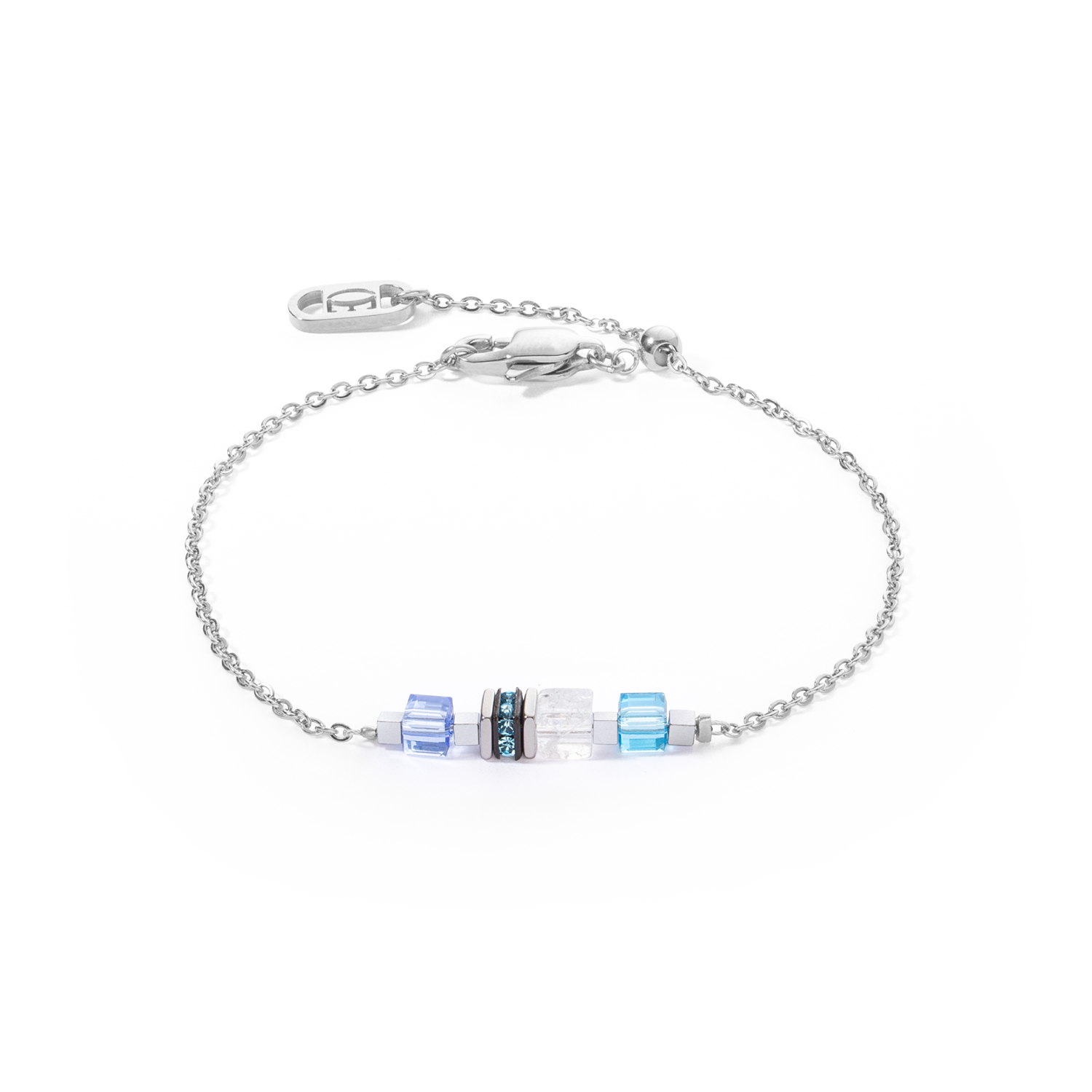Armband Mini Cubes & Chain Silber-Blau