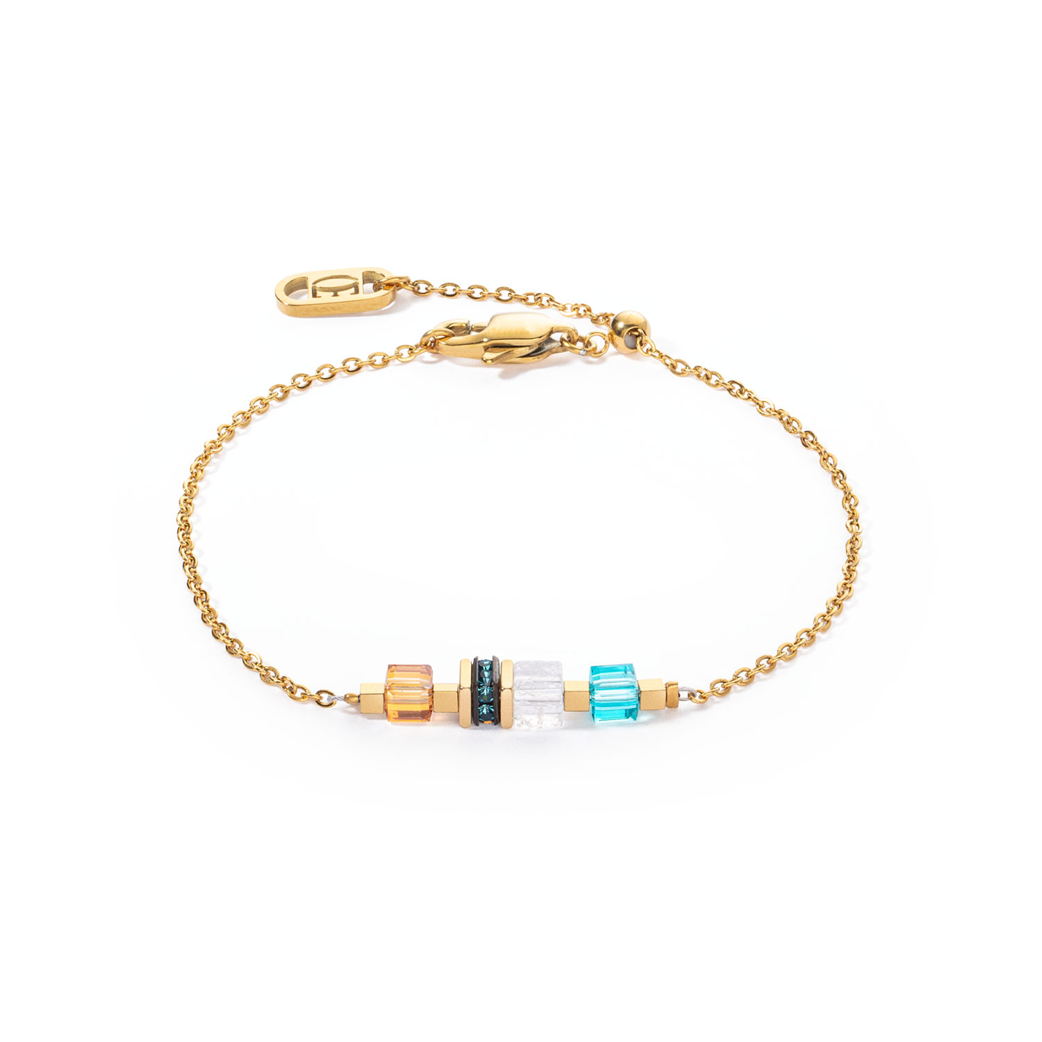 Armband Mini Cubes & Chain Gold-Multicolor