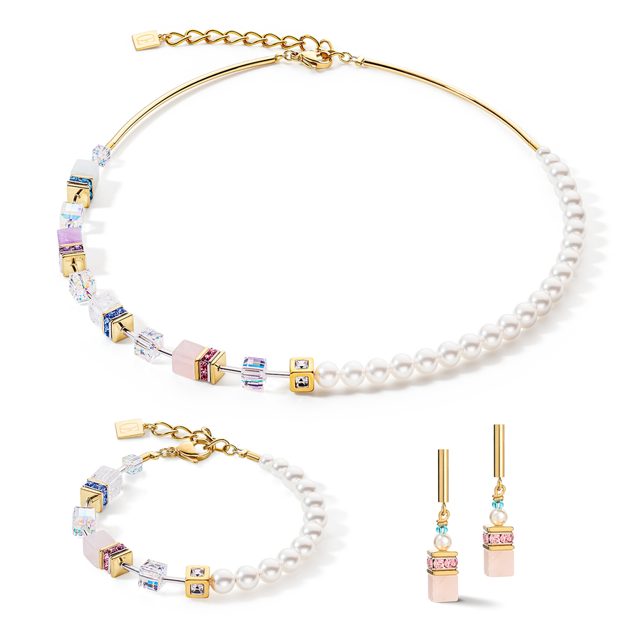 GeoCUBE® Precious Fusion Pearls Halskette multicolor pastell