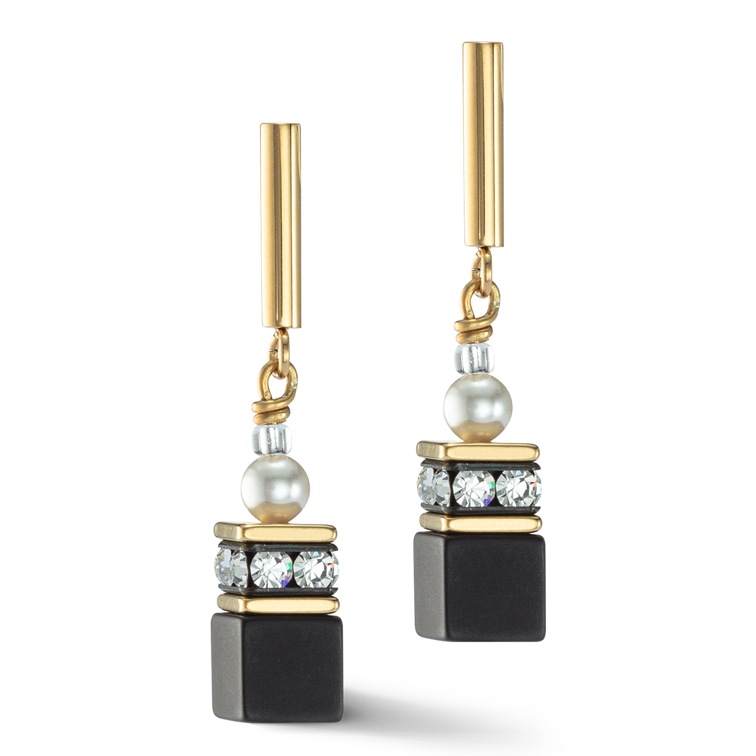 GeoCUBE® Precious Fusion Pearls Ohrringe schwarz-gold – COEUR DE LION