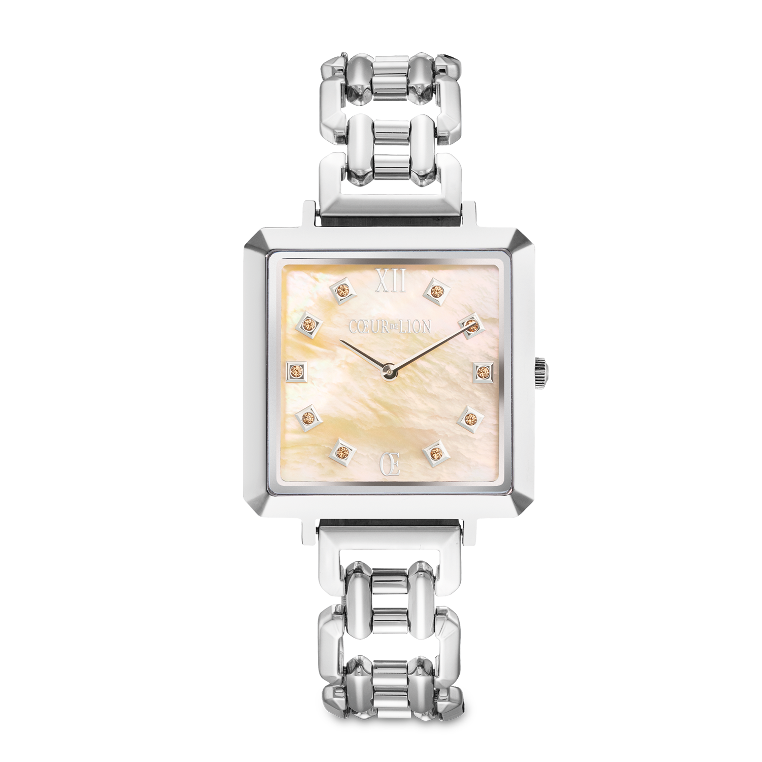 Uhr Iconic Cube Apricot Crush Statement Silber