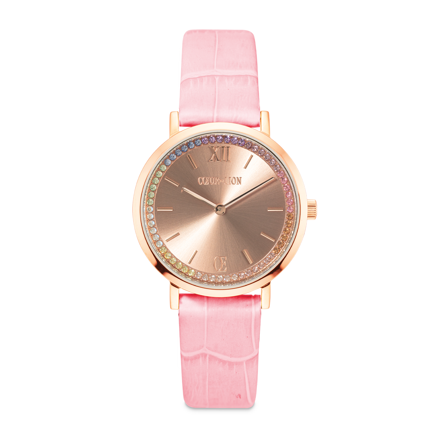 Uhr Rund Pastel Lovers Roségold Armband Leder Rosa