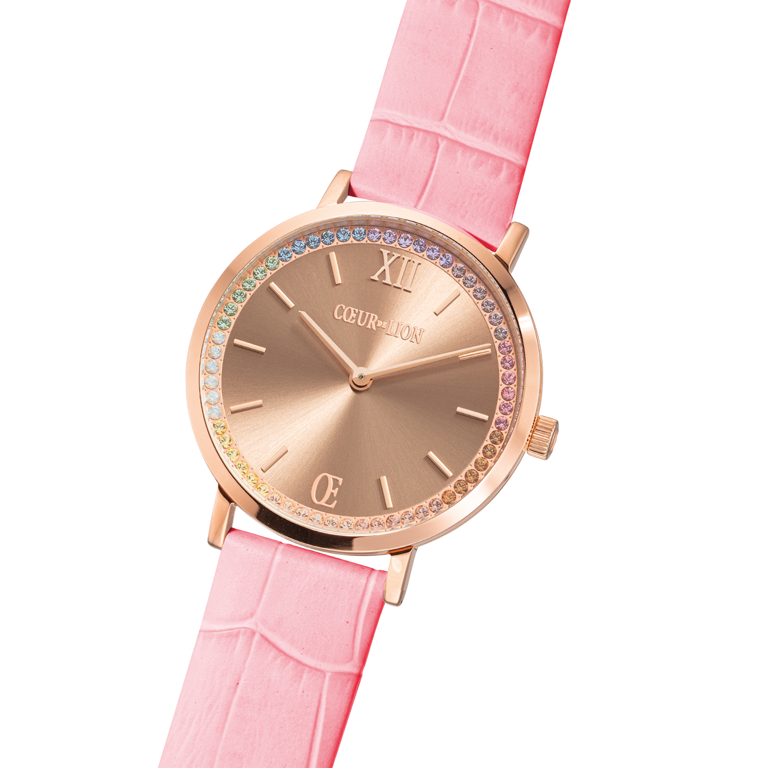 Uhr Rund Pastel Lovers Roségold Armband Leder Rosa