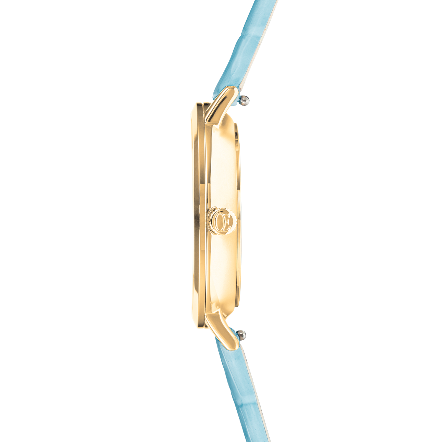 Uhr Rund Pastel Lovers Gold Armband Leder Blau