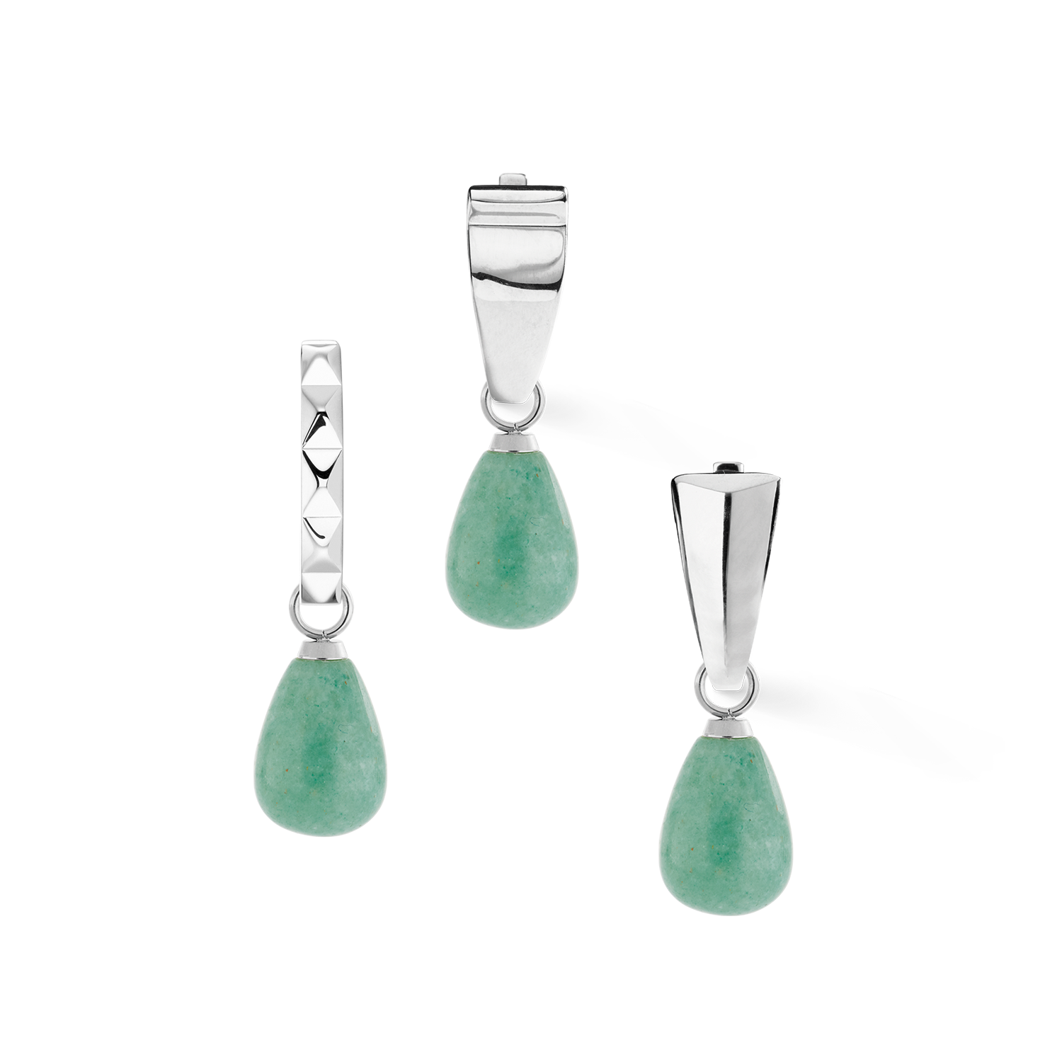 EAR ME UP Charm Tropfen Silber-Grün von COEUR DE LION – Tragevariante