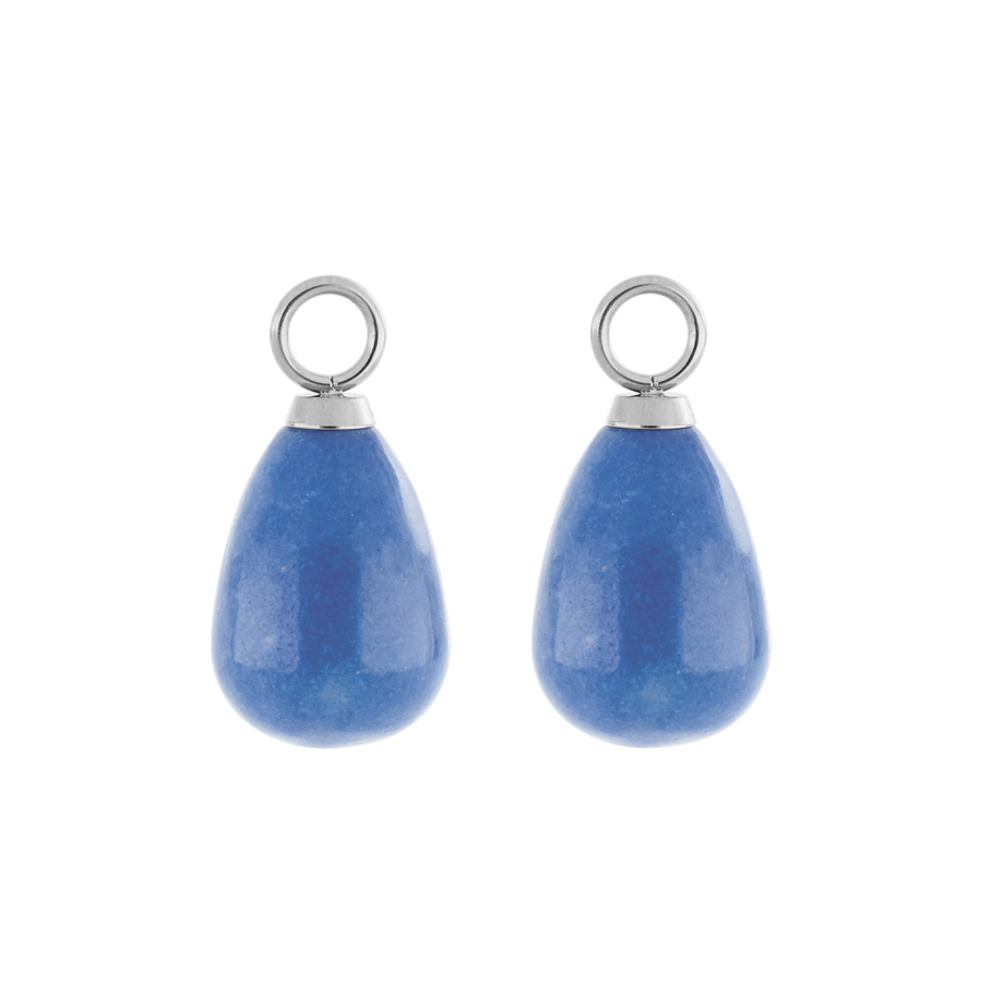EAR ME UP Charm Tropfen Silber-Blau