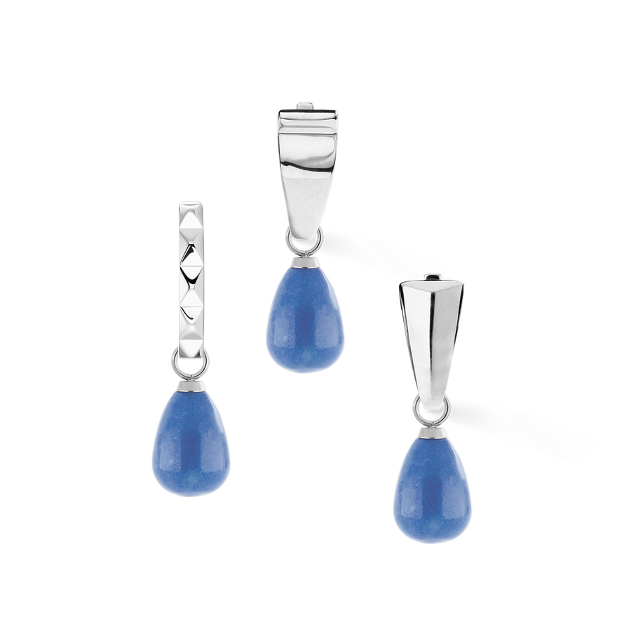 EAR ME UP Charm Tropfen Silber-Blau