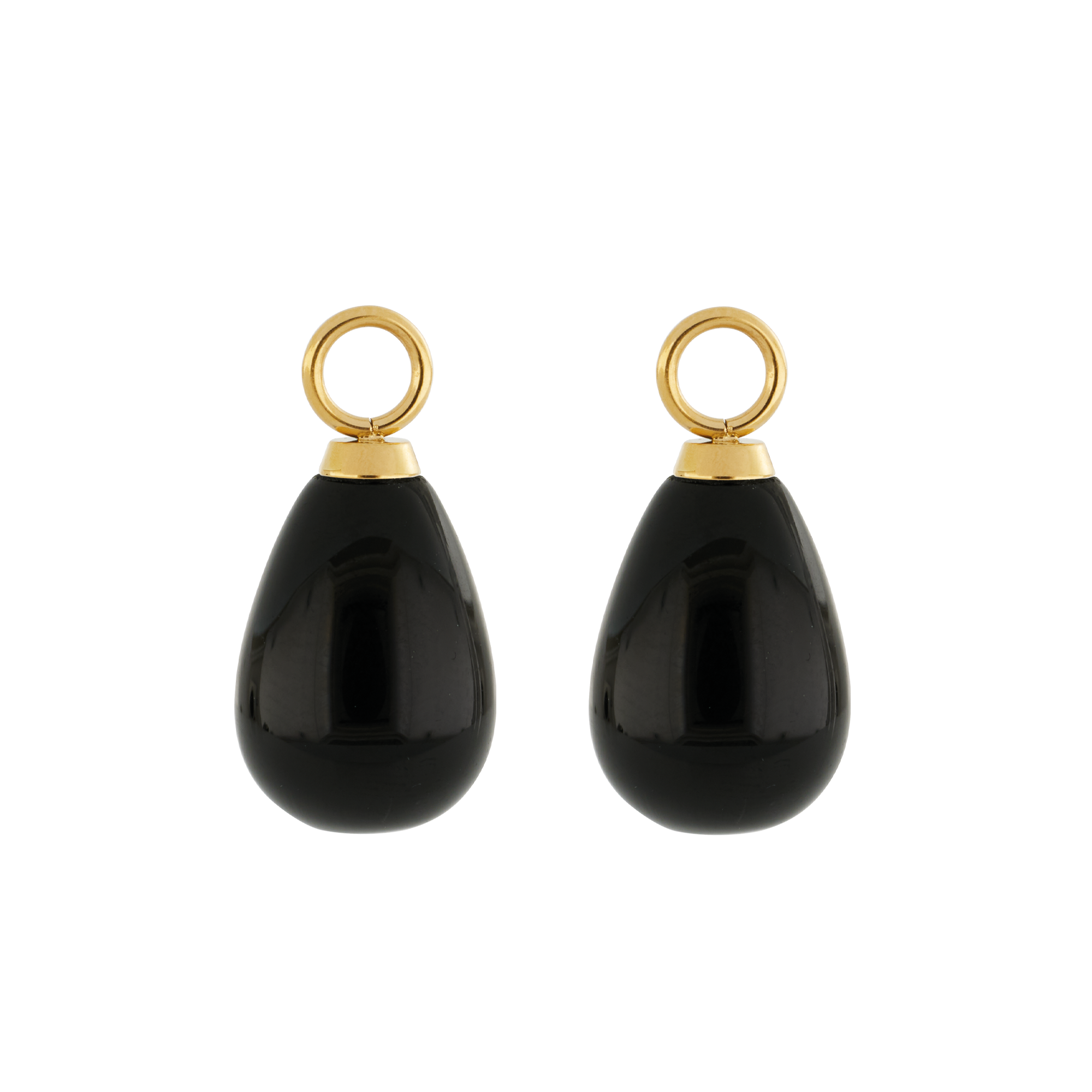 EAR ME UP Charm Tropfen Gold-Schwarz von COEUR DE LION – Detailaufnahme
