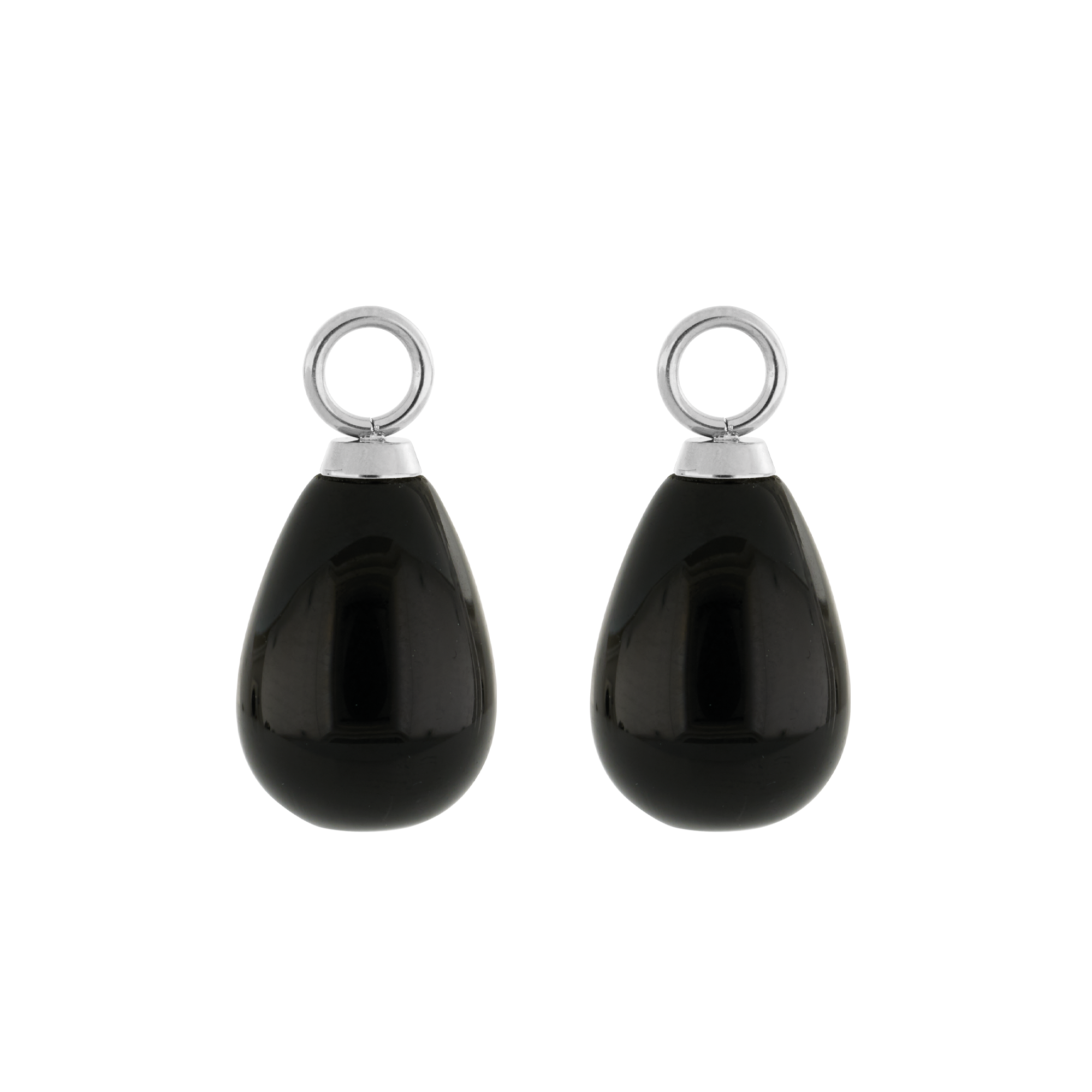 EAR ME UP Charm Tropfen Silber-Schwarz von COEUR DE LION – Detailaufnahme
