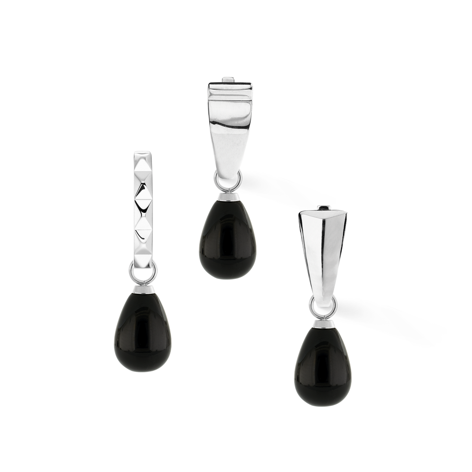 EAR ME UP Charm Tropfen Silber-Schwarz von COEUR DE LION – Tragevariante