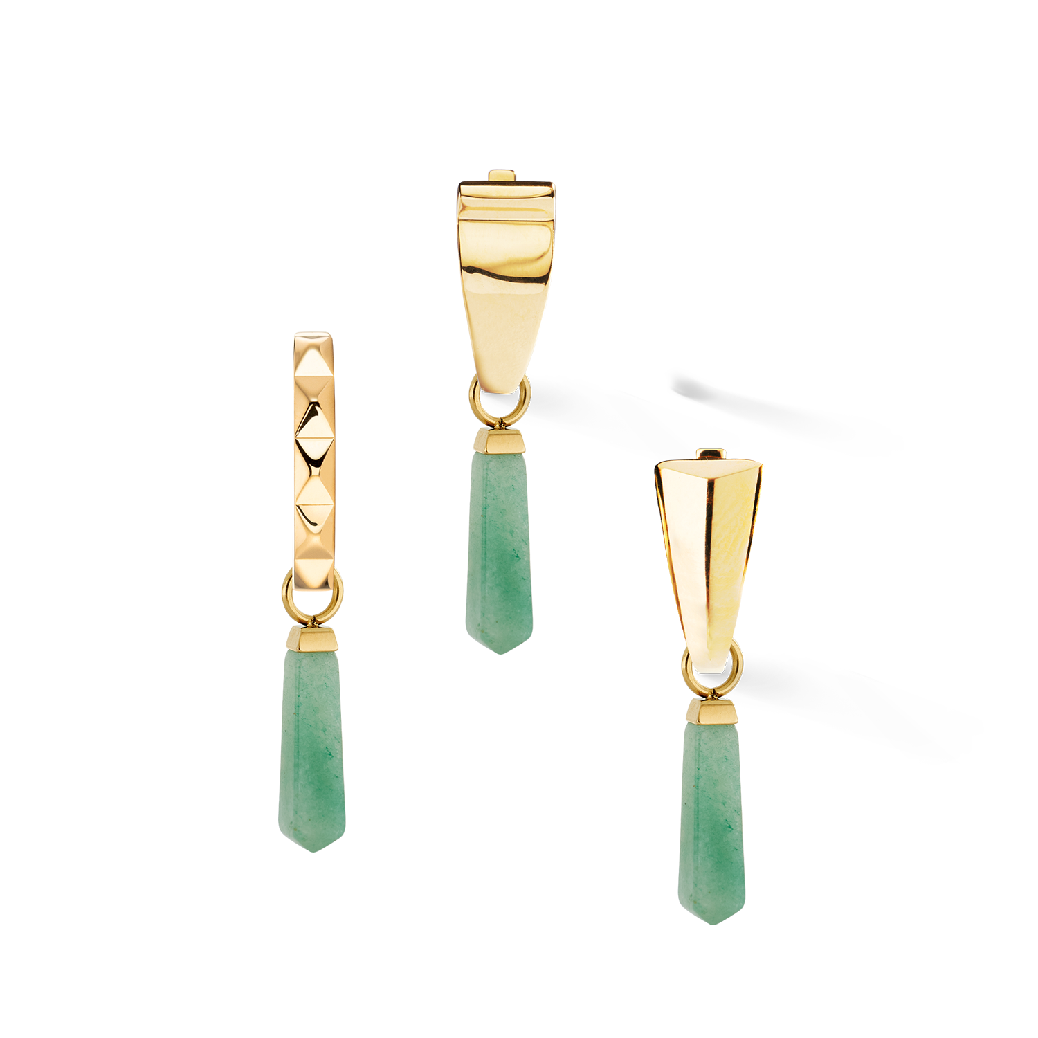 EAR ME UP Charm Obelisk Gold-Grün