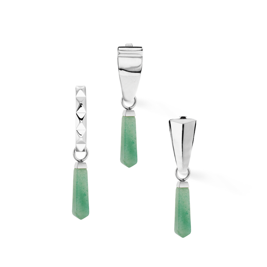 EAR ME UP Charm Obelisk Silber-Grün