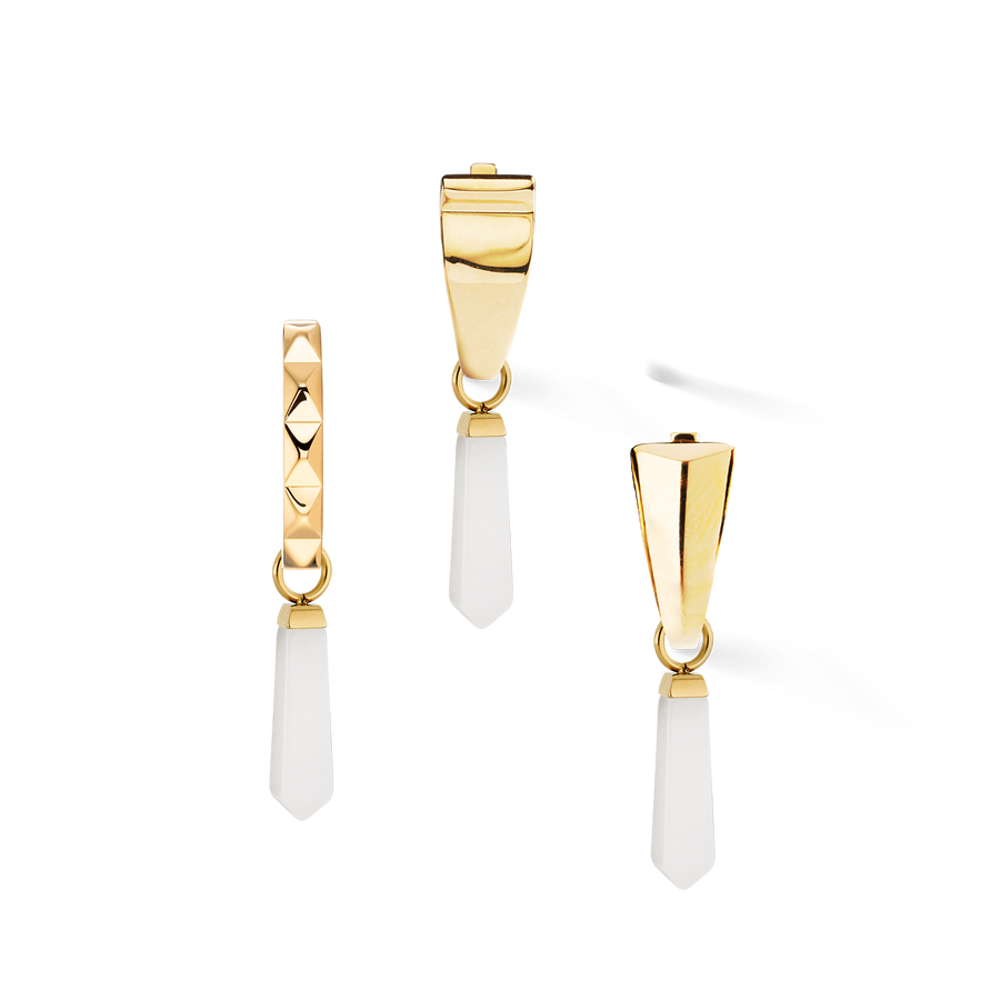 EAR ME UP Charm Obelisk Gold-Weiß