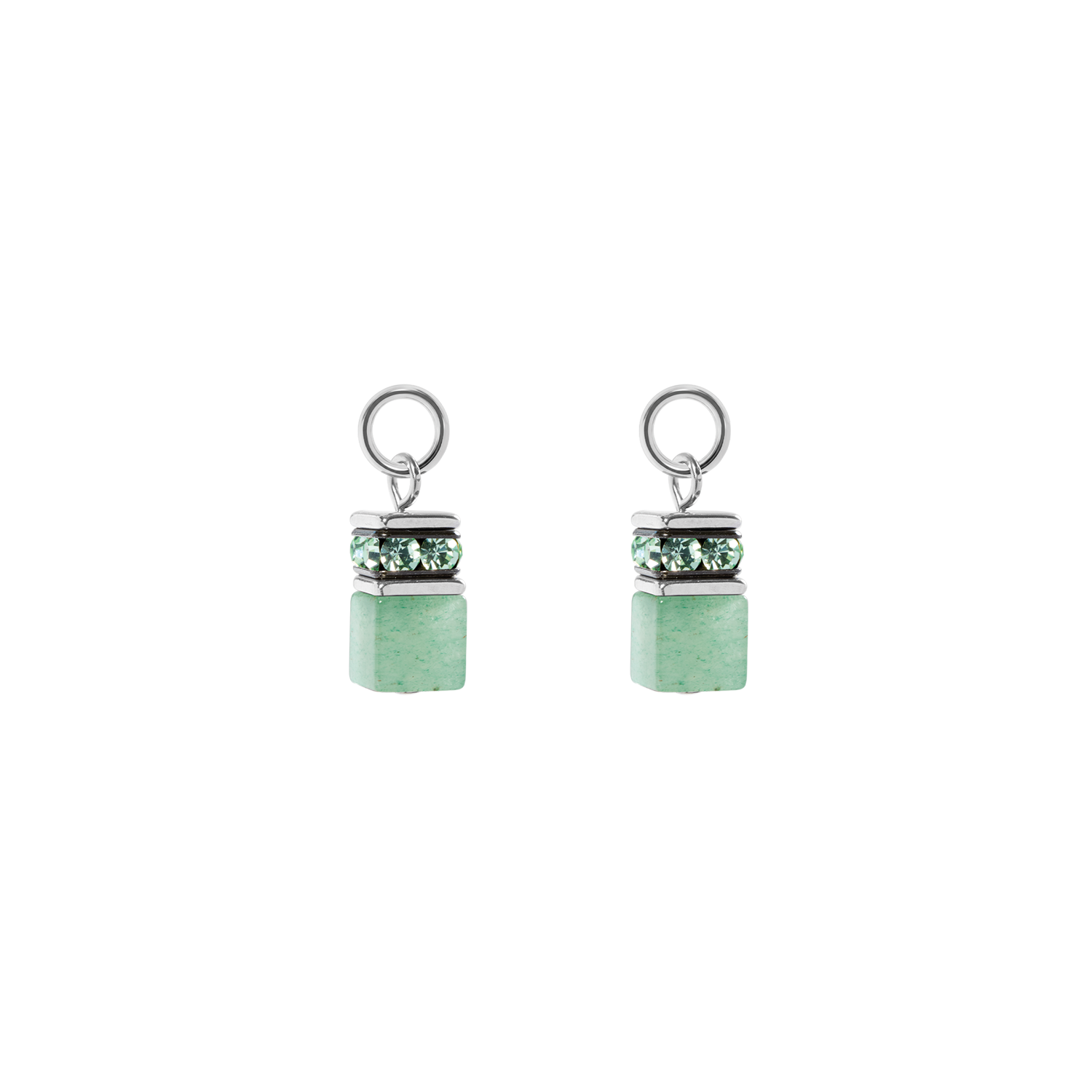 EAR ME UP Charm GeoCUBE® silber-hellgrün