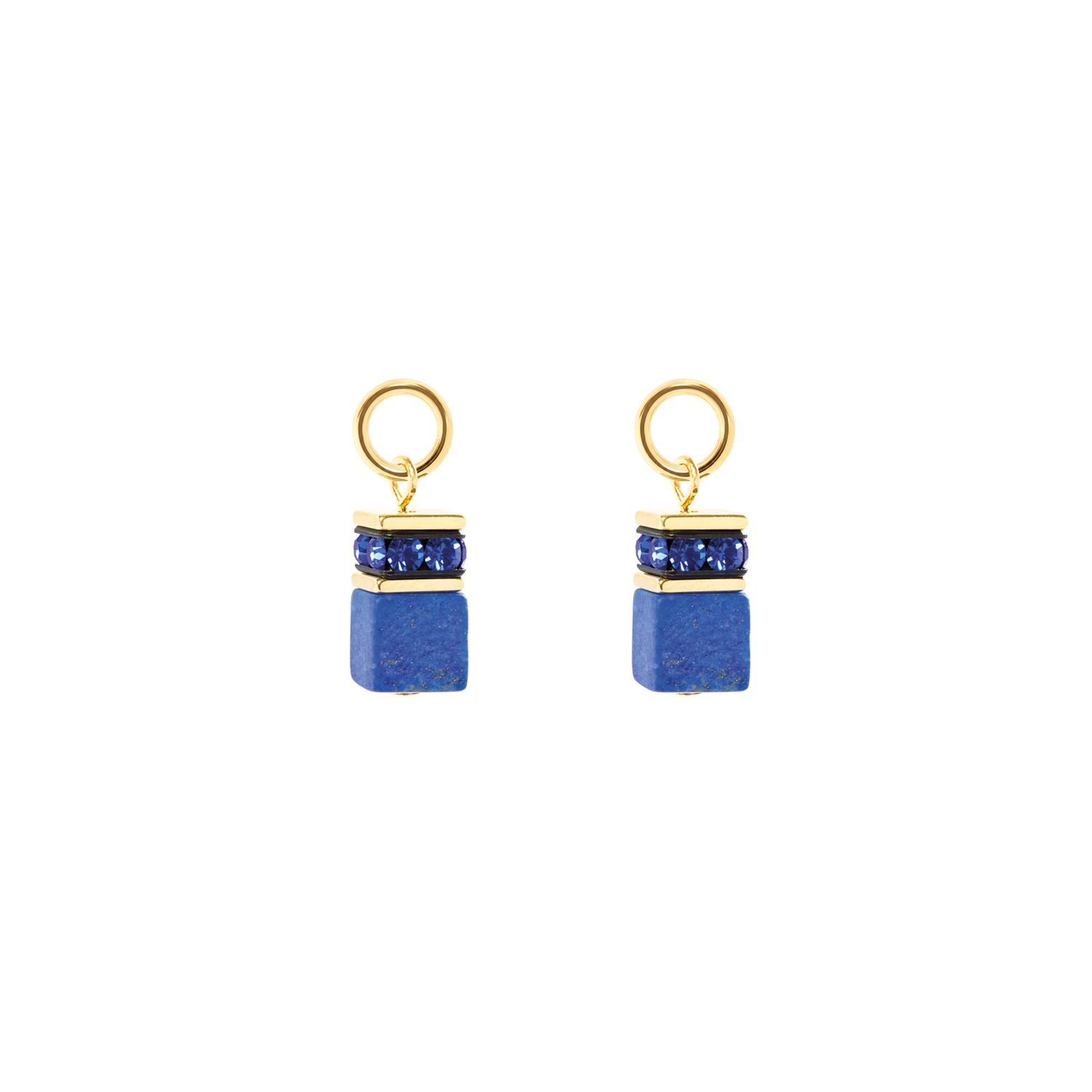 EAR ME UP Charm GeoCUBE® gold-blau