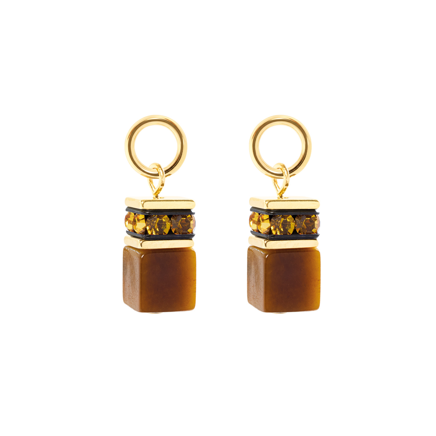 EAR ME UP Charm GeoCUBE® gold-braun