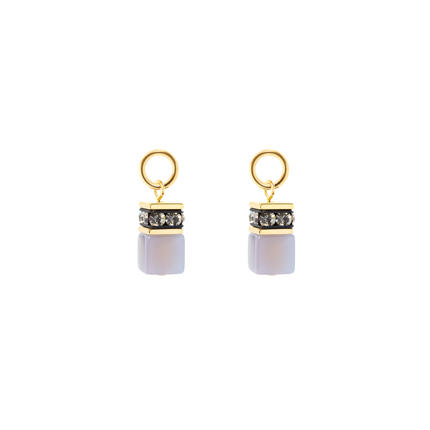 EAR ME UP Charm GeoCUBE® gold-grau