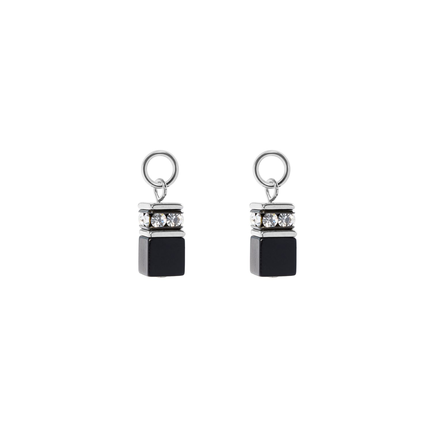 EAR ME UP Charm GeoCUBE® silber-schwarz