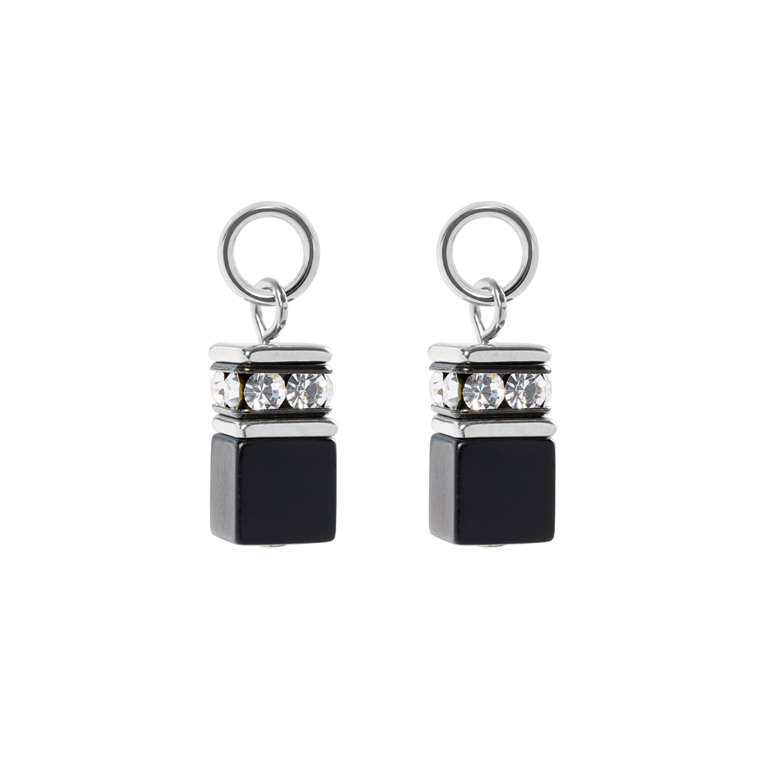 EAR ME UP Charm GeoCUBE® silber-schwarz