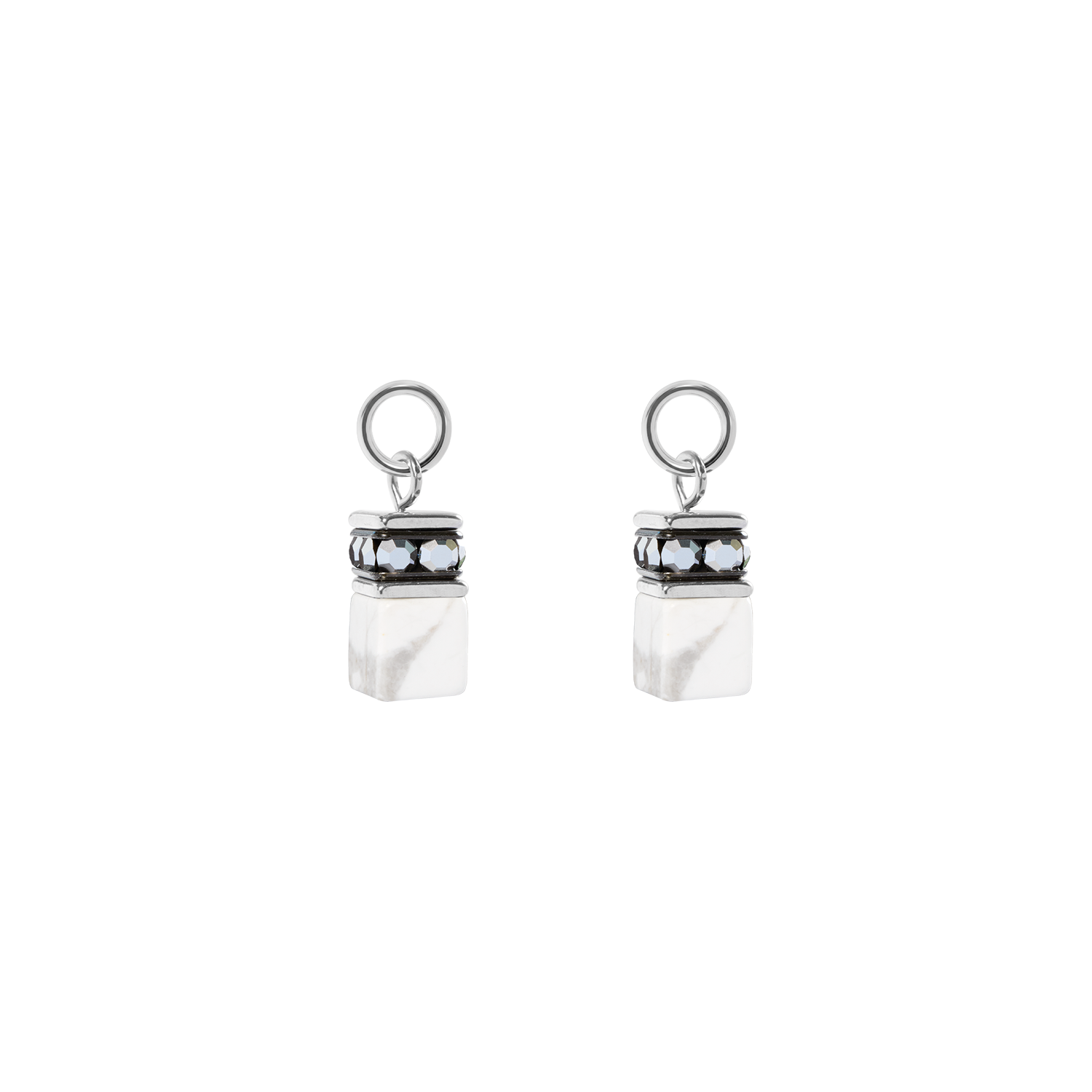 EAR ME UP Charm GeoCUBE® silber-weiß