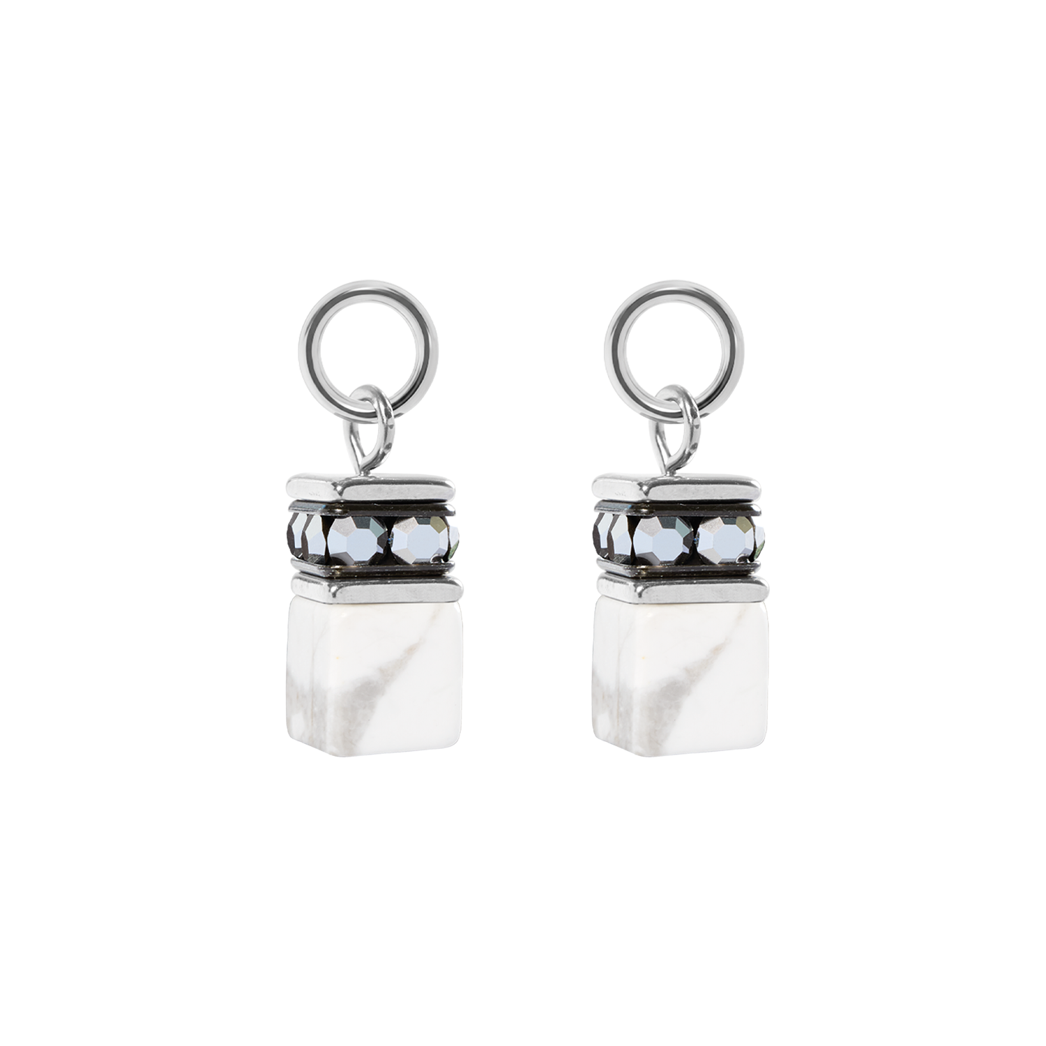 EAR ME UP Charm GeoCUBE® silber-weiß