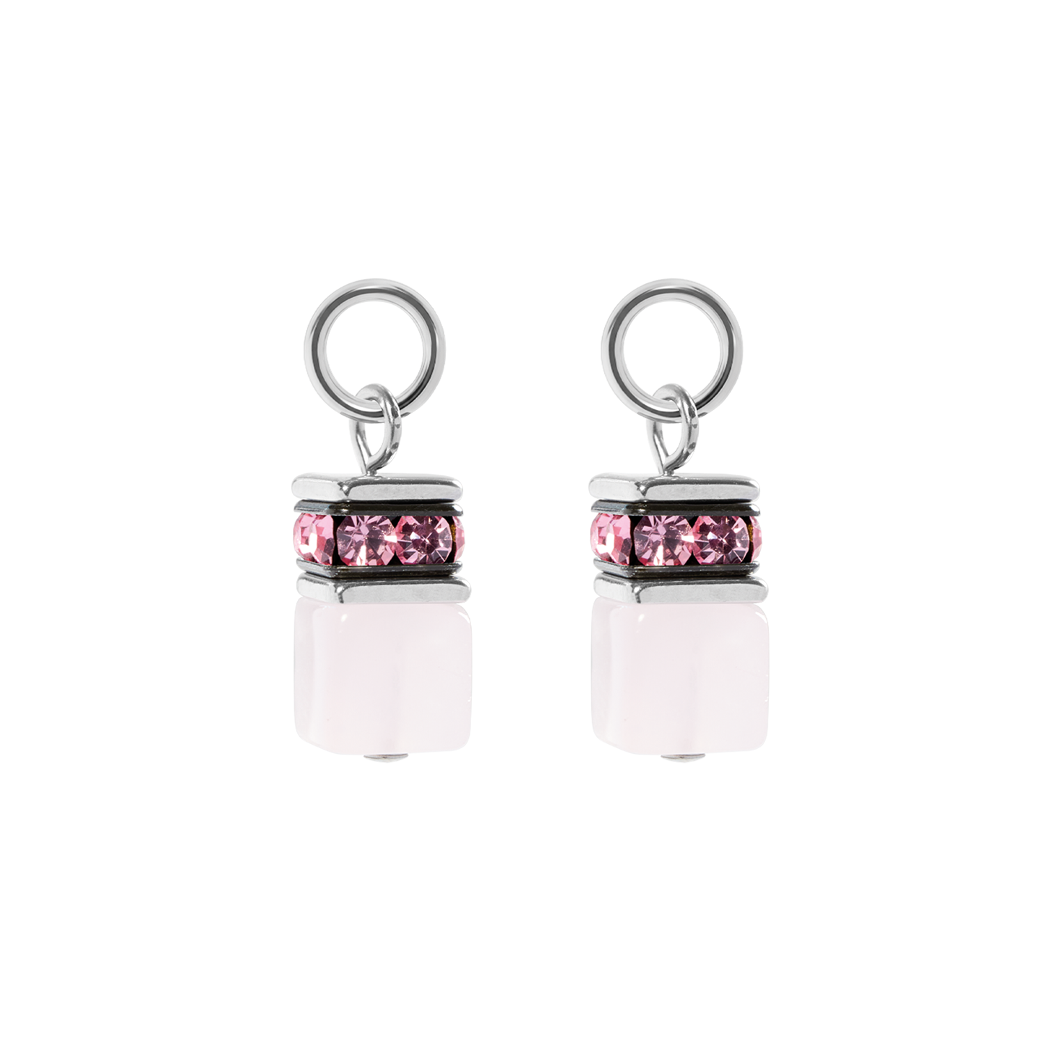 EAR ME UP Charm GeoCUBE® silber-rosa