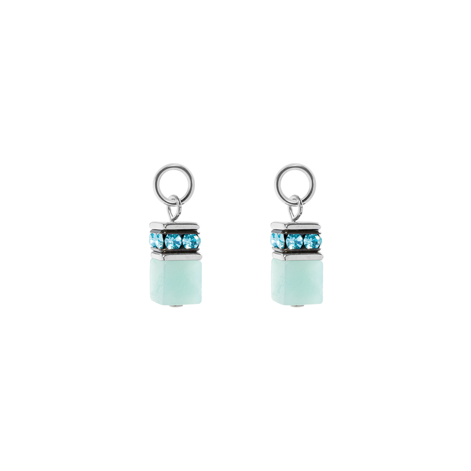 EAR ME UP Charm GeoCUBE® silber-aqua