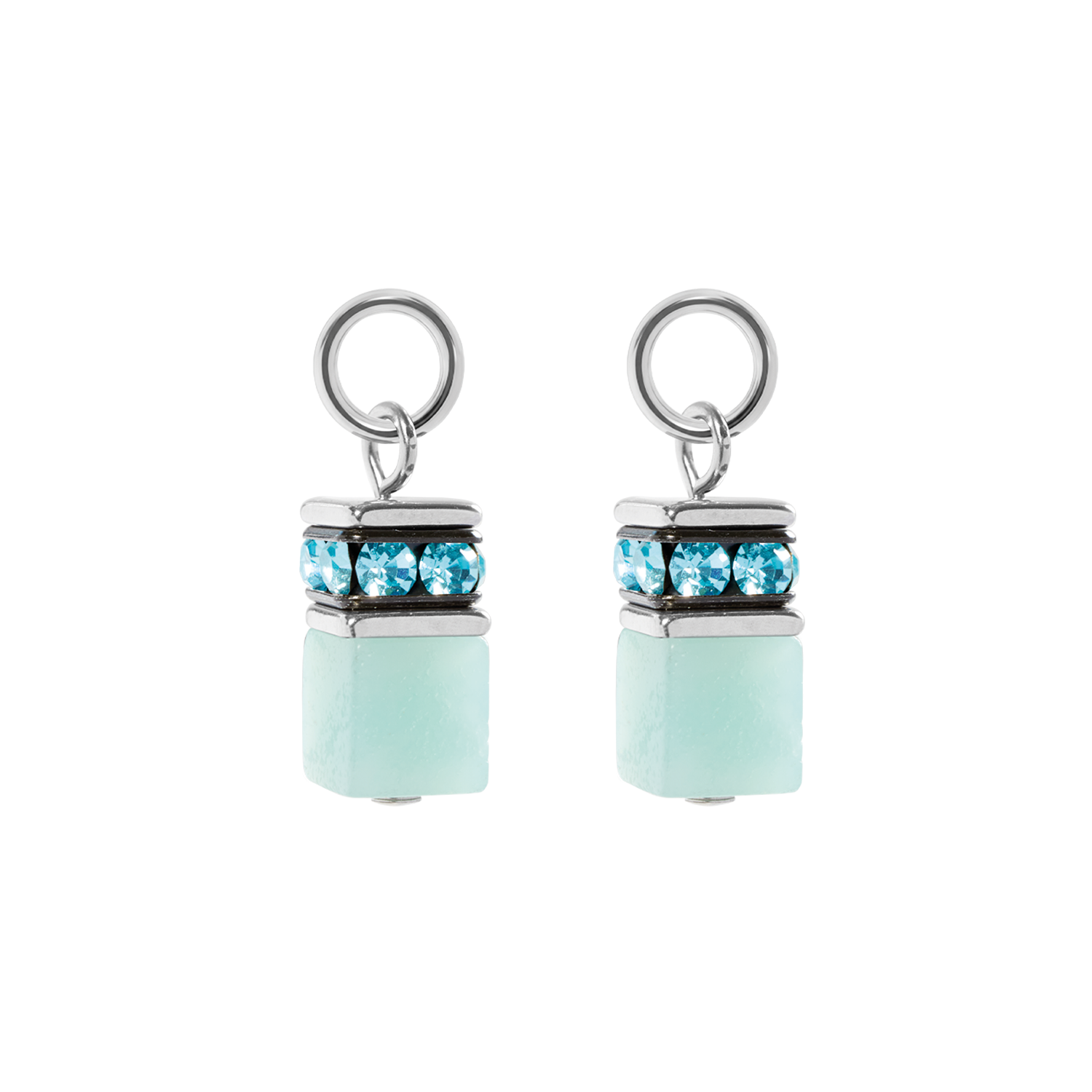 EAR ME UP Charm GeoCUBE® silber-aqua