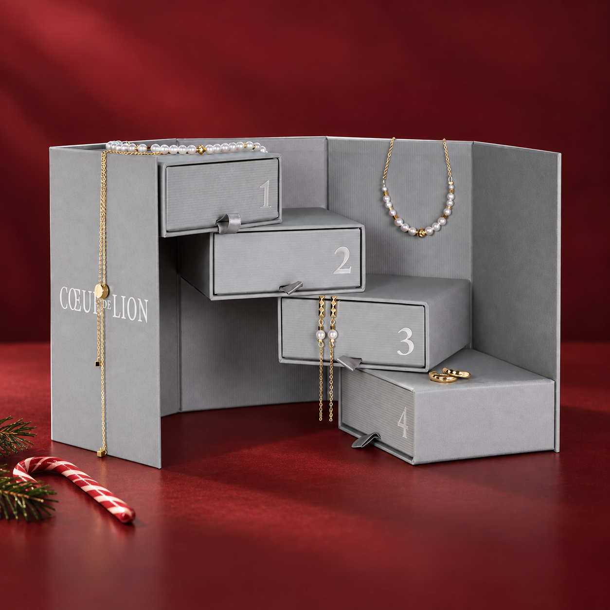Adventskalender Pearl Spike gold-weiß von COEUR DE LION – Detailaufnahme