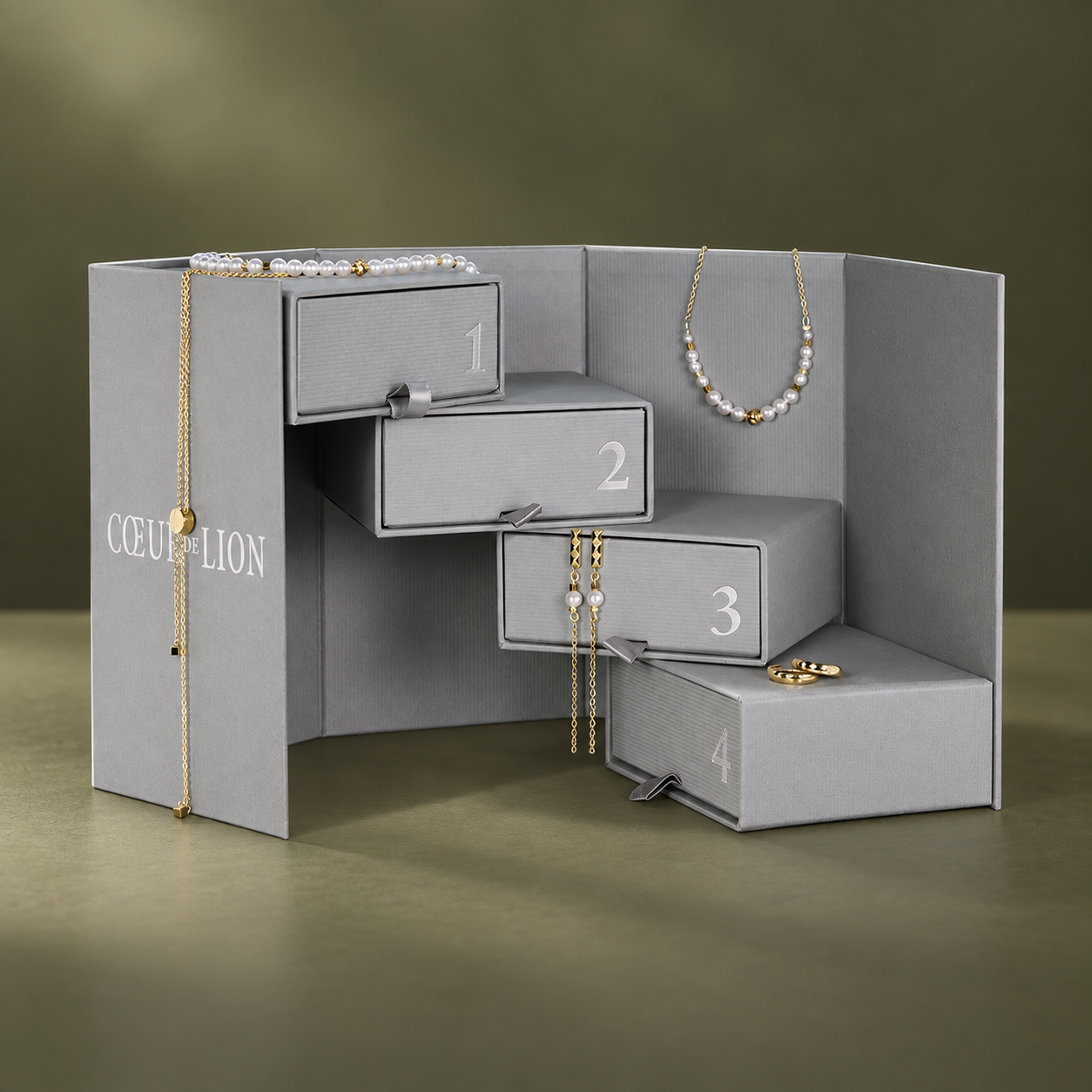Adventskalender Pearl Spike gold-weiß