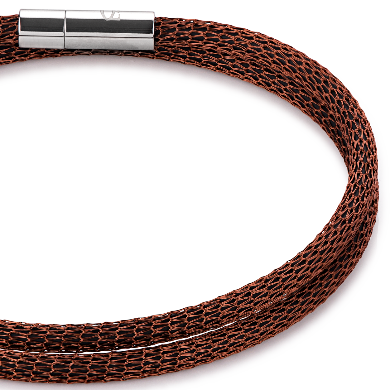 Armband Mesh versilbert & emailliert braun von COEUR DE LION – Detailaufnahme