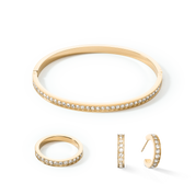 Ohrringe Creole 15 Edelstahl & Kristalle slim gold kristall von COEUR DE LION – im Set mit passenden Schmuckstücken