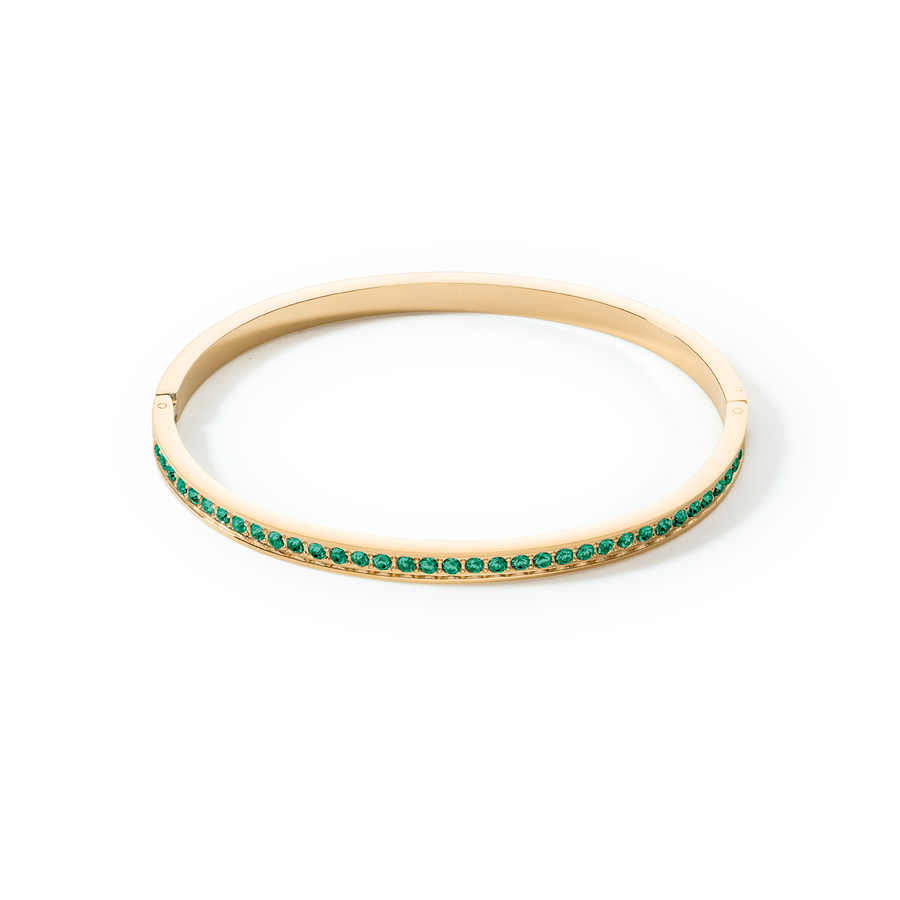 Armreif Edelstahl & Kristalle Gold Dunkelgrün 17
