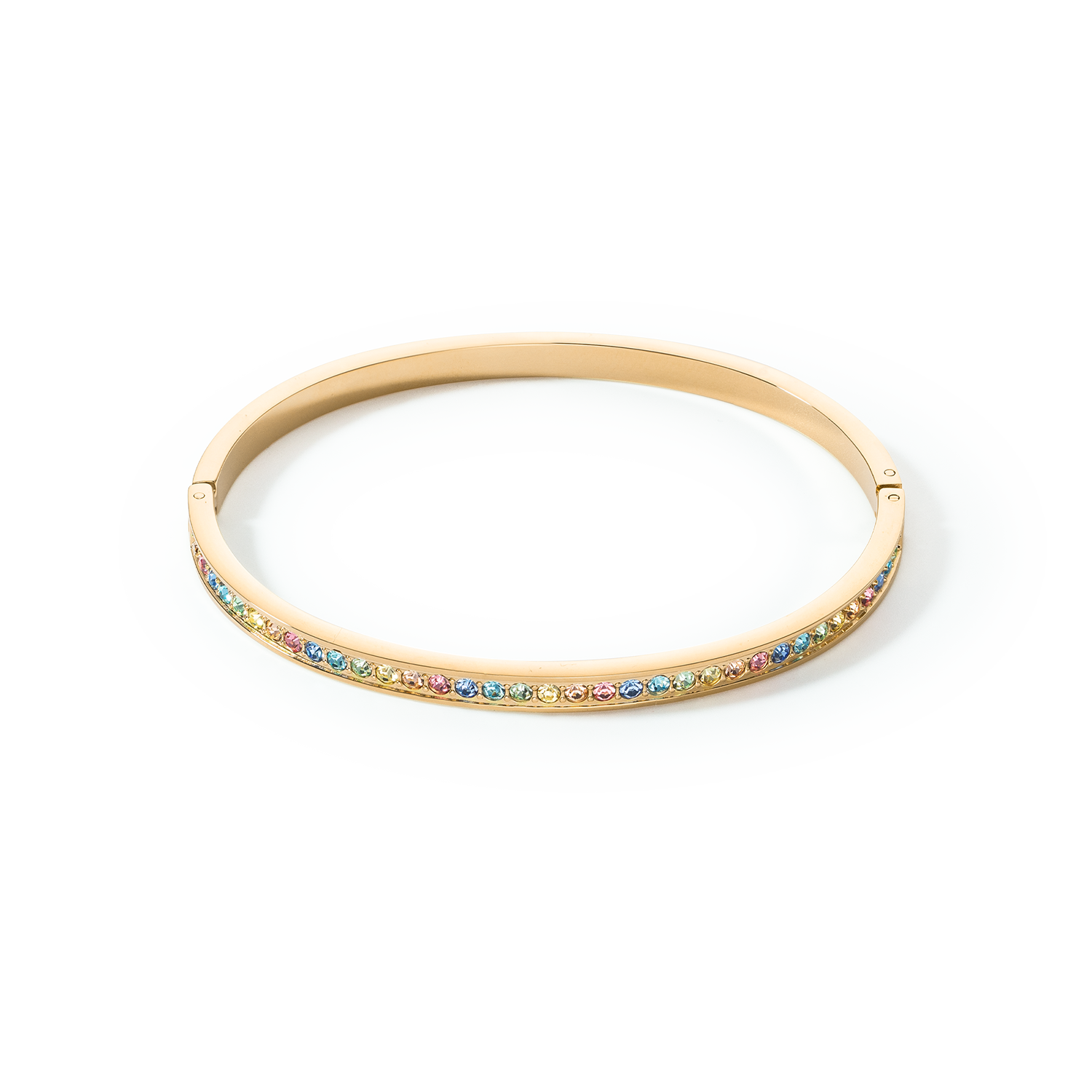 Armreif Edelstahl & Kristalle slim gold multicolor pastell 17 von COEUR DE LION