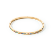 Armreif Edelstahl & Kristalle slim gold multicolor pastell 17 von COEUR DE LION