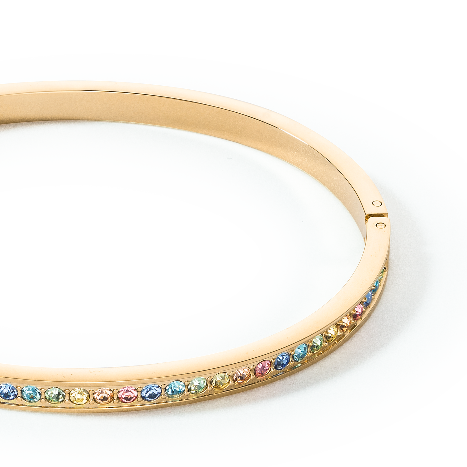 Armreif Edelstahl & Kristalle slim gold multicolor pastell 17 von COEUR DE LION – Detailaufnahme