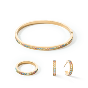 Armreif Edelstahl & Kristalle slim gold multicolor pastell 17 von COEUR DE LION – im Set mit passenden Schmuckstücken