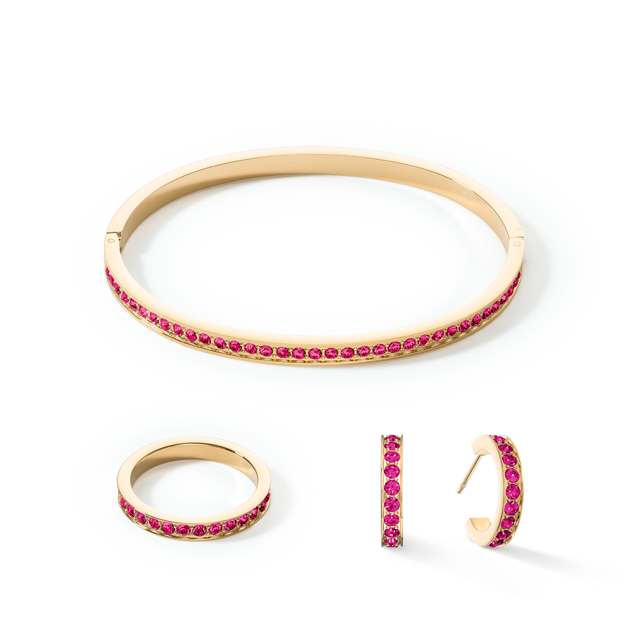 Ring Edelstahl & Kristalle Gold Pink