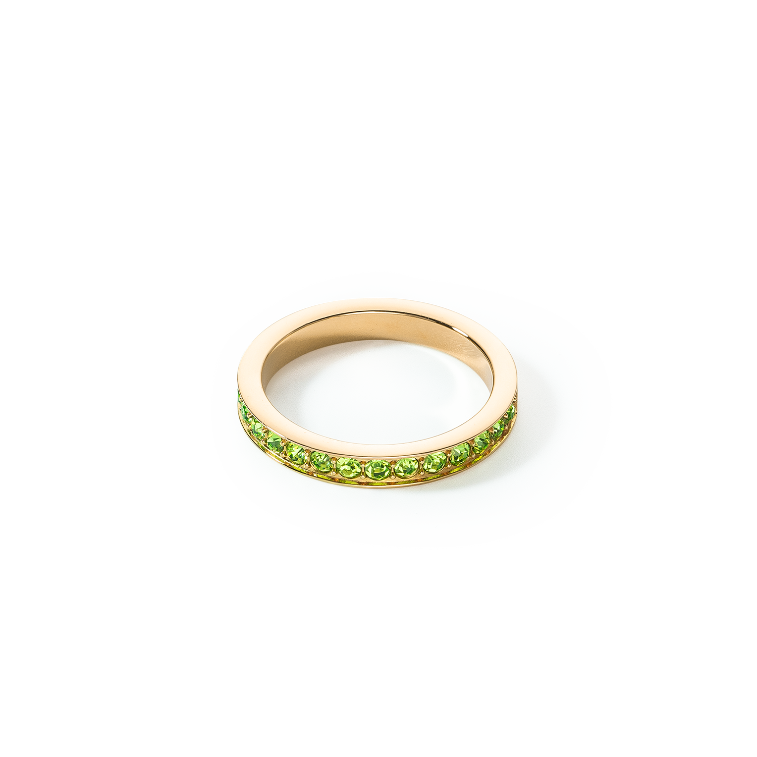 Ring Edelstahl &amp; Kristalle slim gold grün von COEUR DE LION